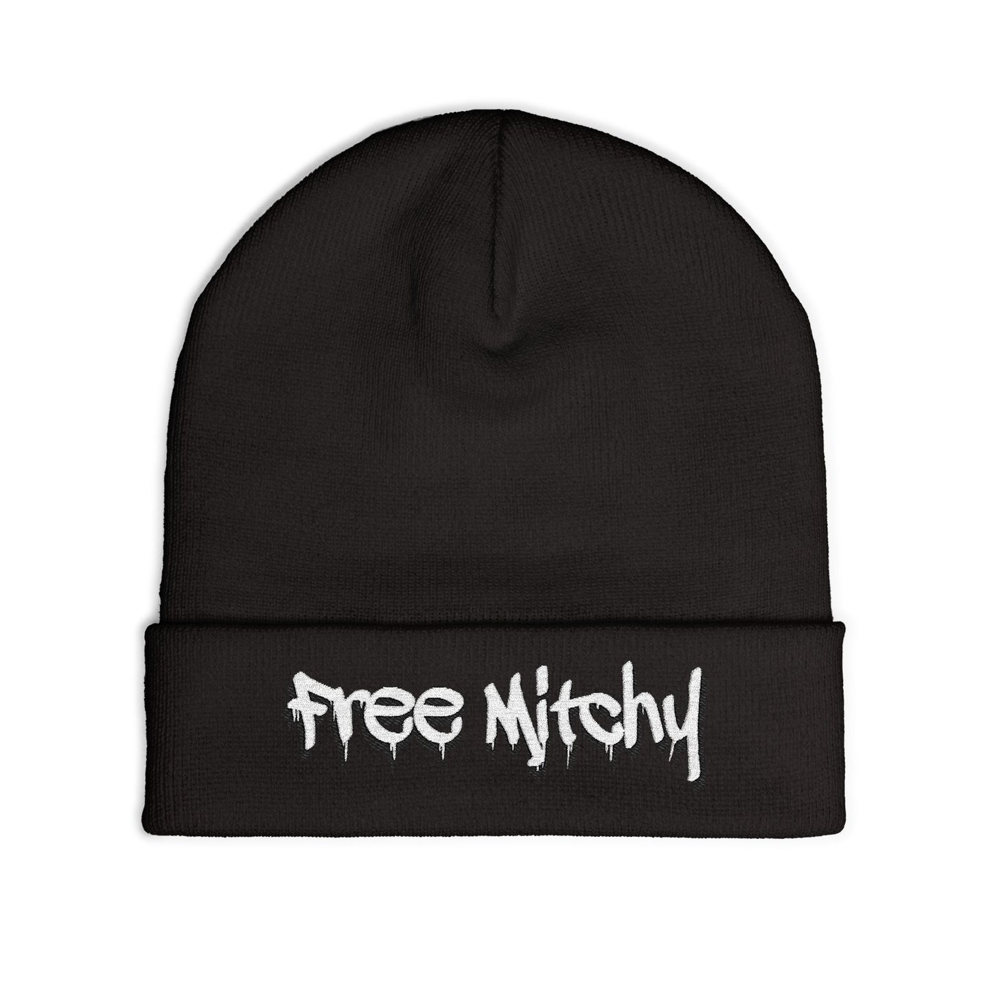 'Free Mitchy' Knit Beanie — Cozy Graphic Winter Hat