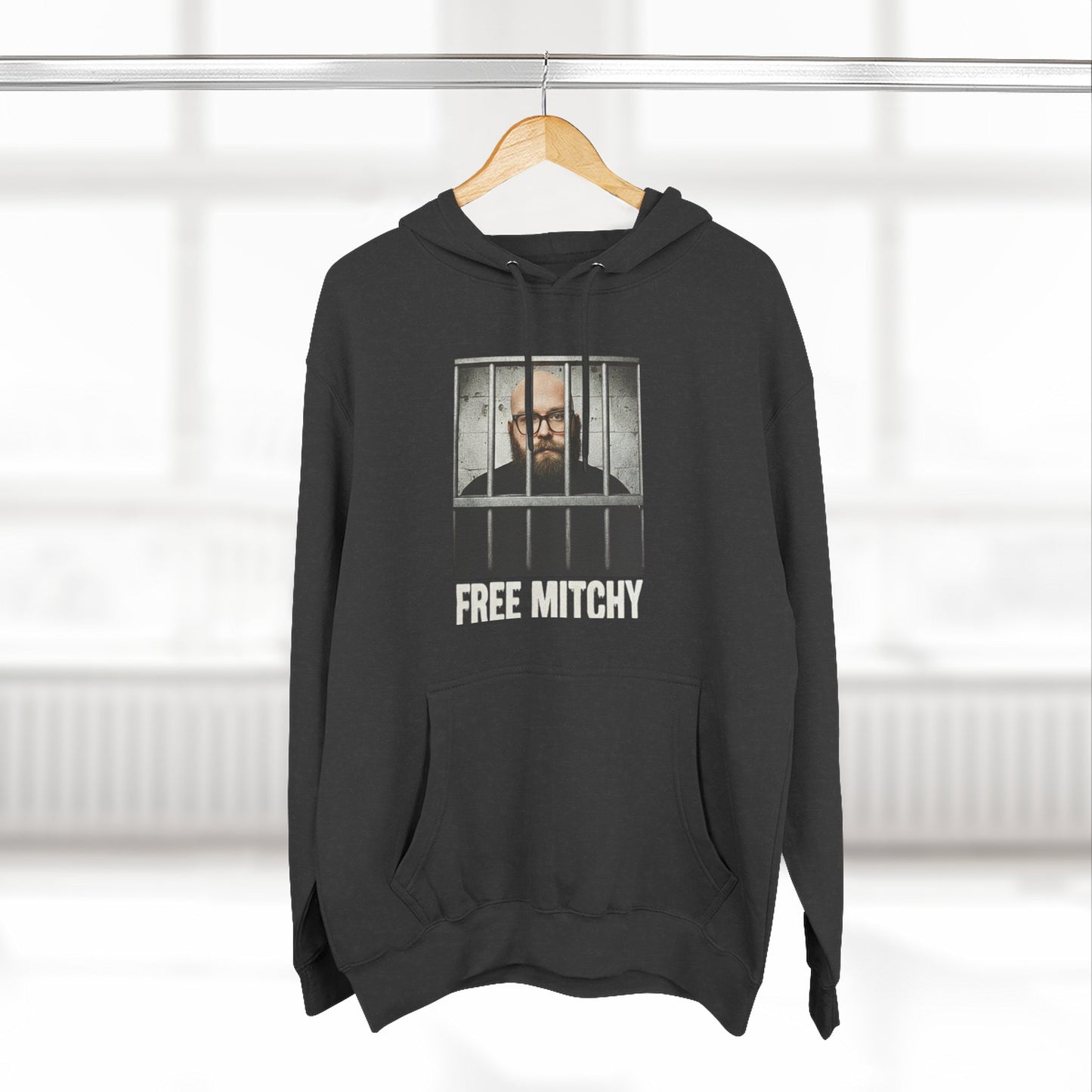 'Free Mitchy' Jail Photo Graphic Hoodie with Fiasco Clothing Back Logo