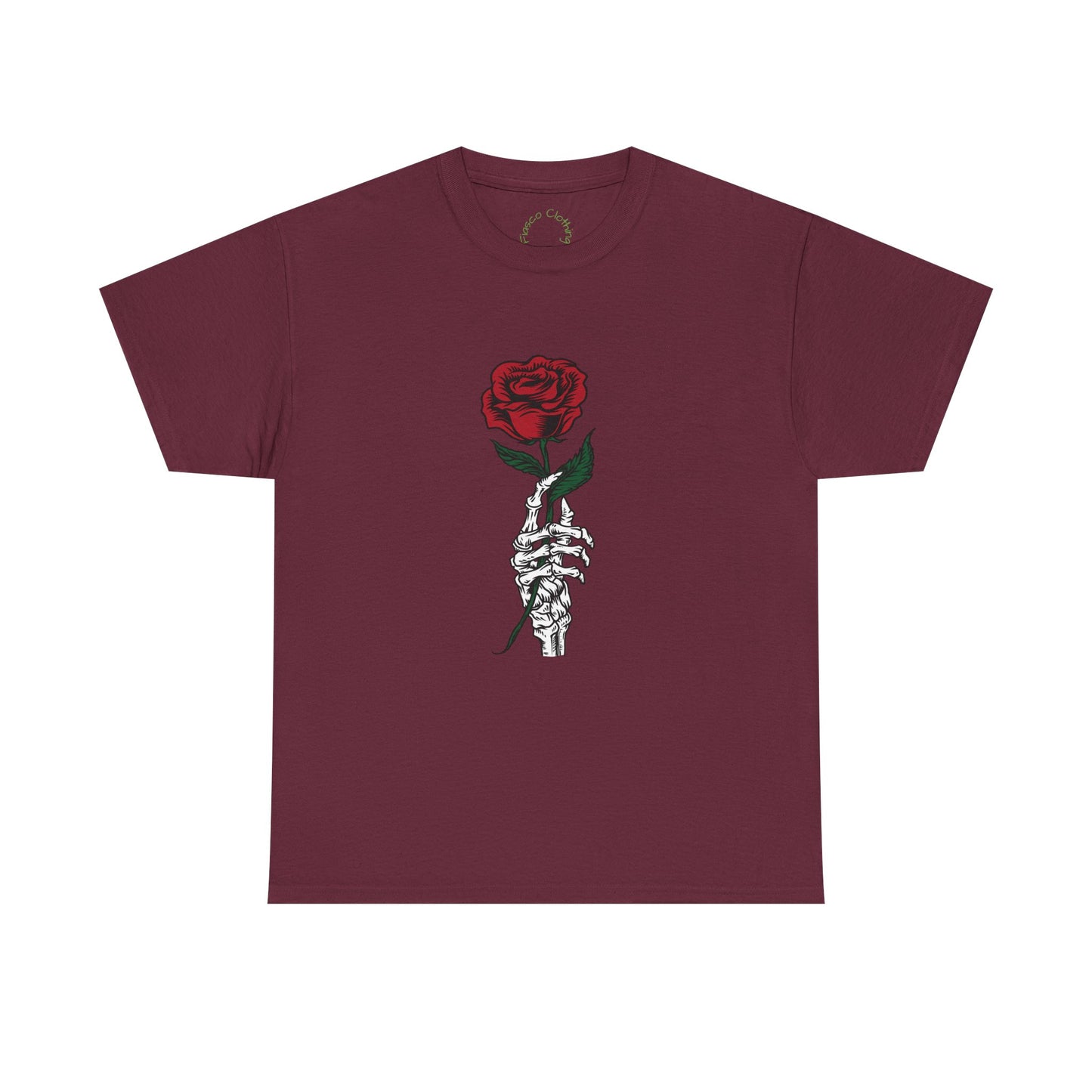 Vintage Rose Skeleton Tee - Unisex Heavy Cotton T-Shirt for Casual Style