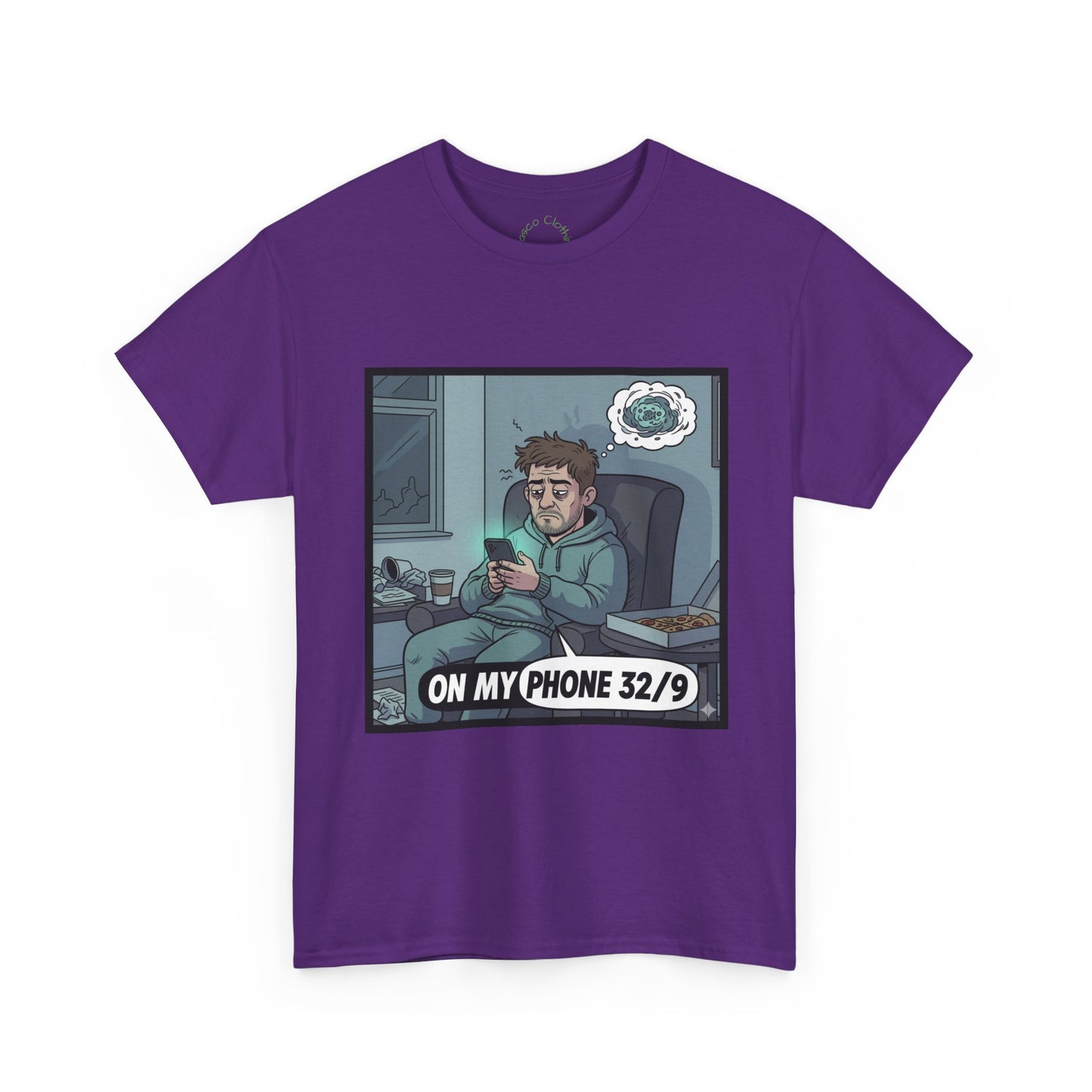 T-Shirt — "On My Phone 32/9" Funny Gamer Late-Night Phone Cartoon Tee