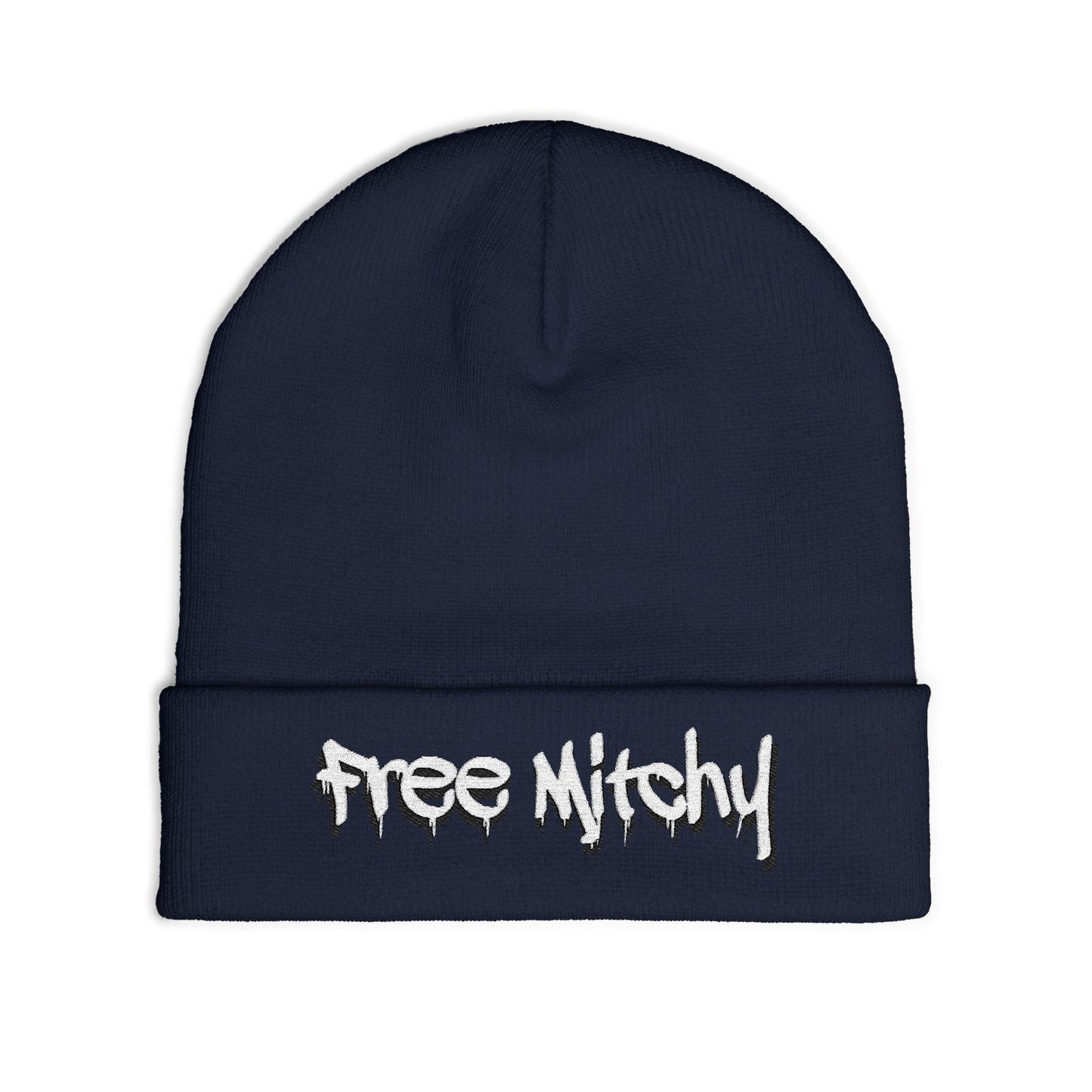 'Free Mitchy' Knit Beanie — Cozy Graphic Winter Hat