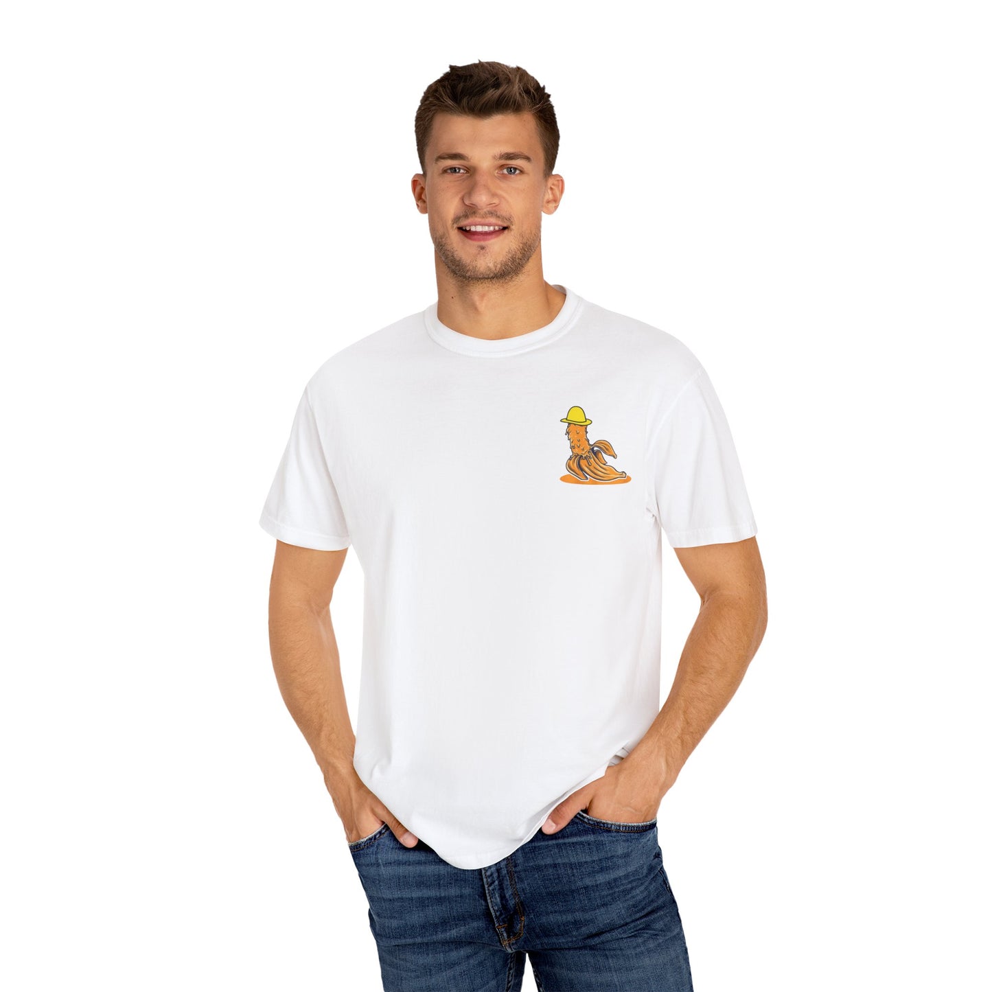 Banana Peel Character T-Shirt — Cute Sunny Hat Graphic Tee