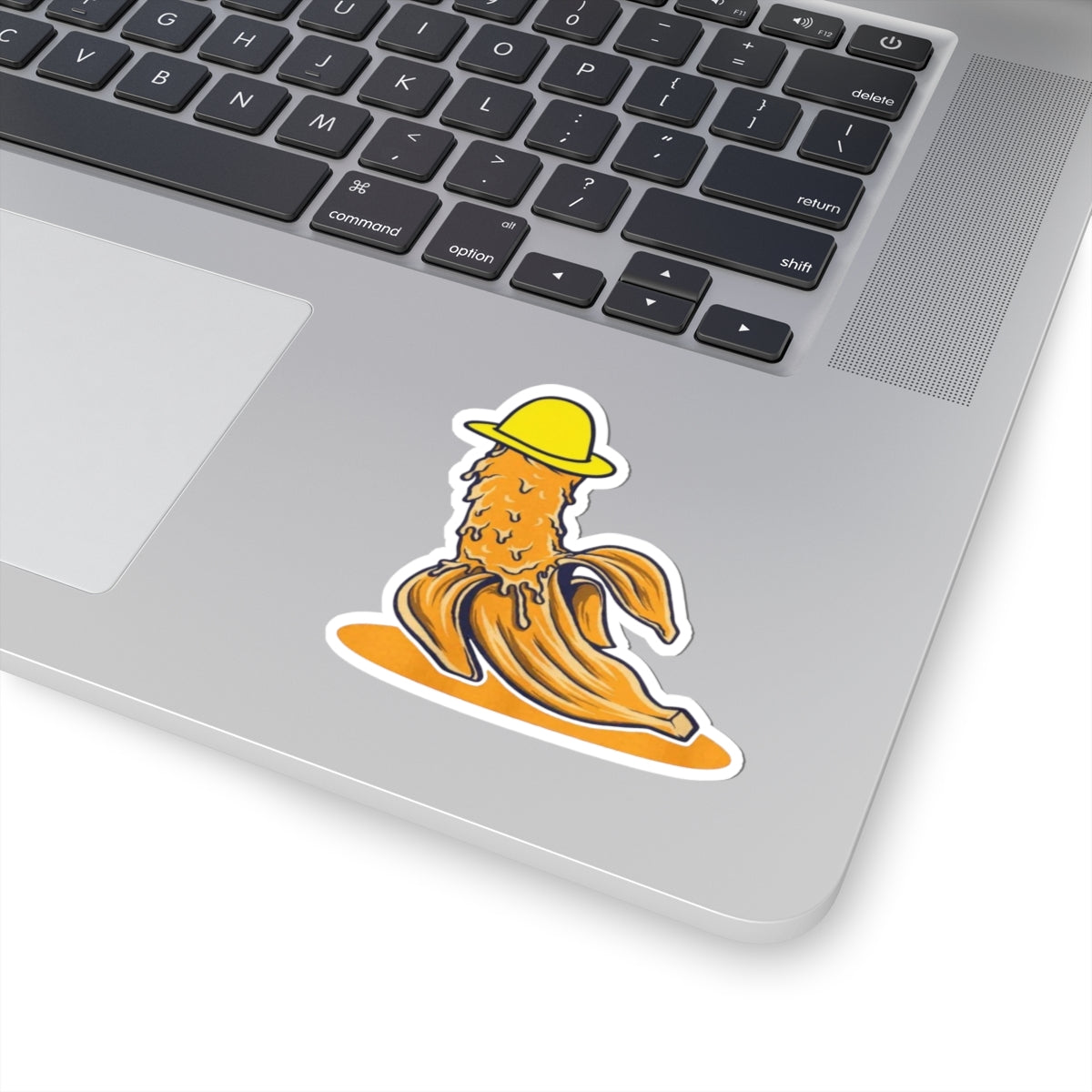 Melted Banana Sticker — Cute Surreal Fruit Character Kiss-Cut Decal