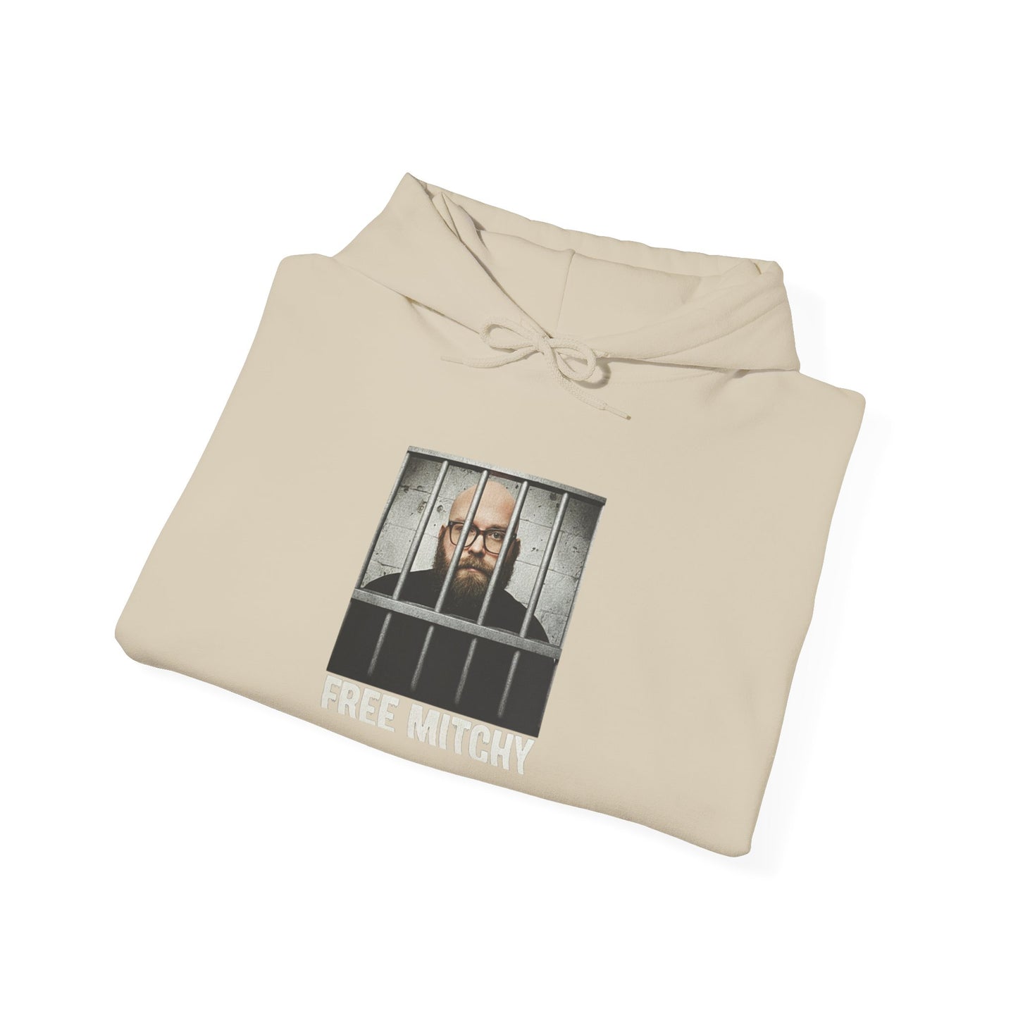 'Free Mitchy' | Portrait Behind Bars hoodie | 'Free Mitchy' prison mugshot design