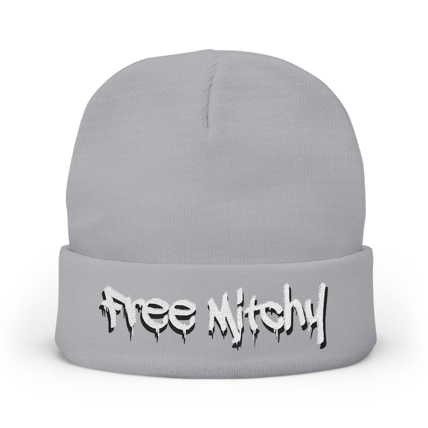 'Free Mitchy' Knit Beanie — Cozy Graphic Winter Hat