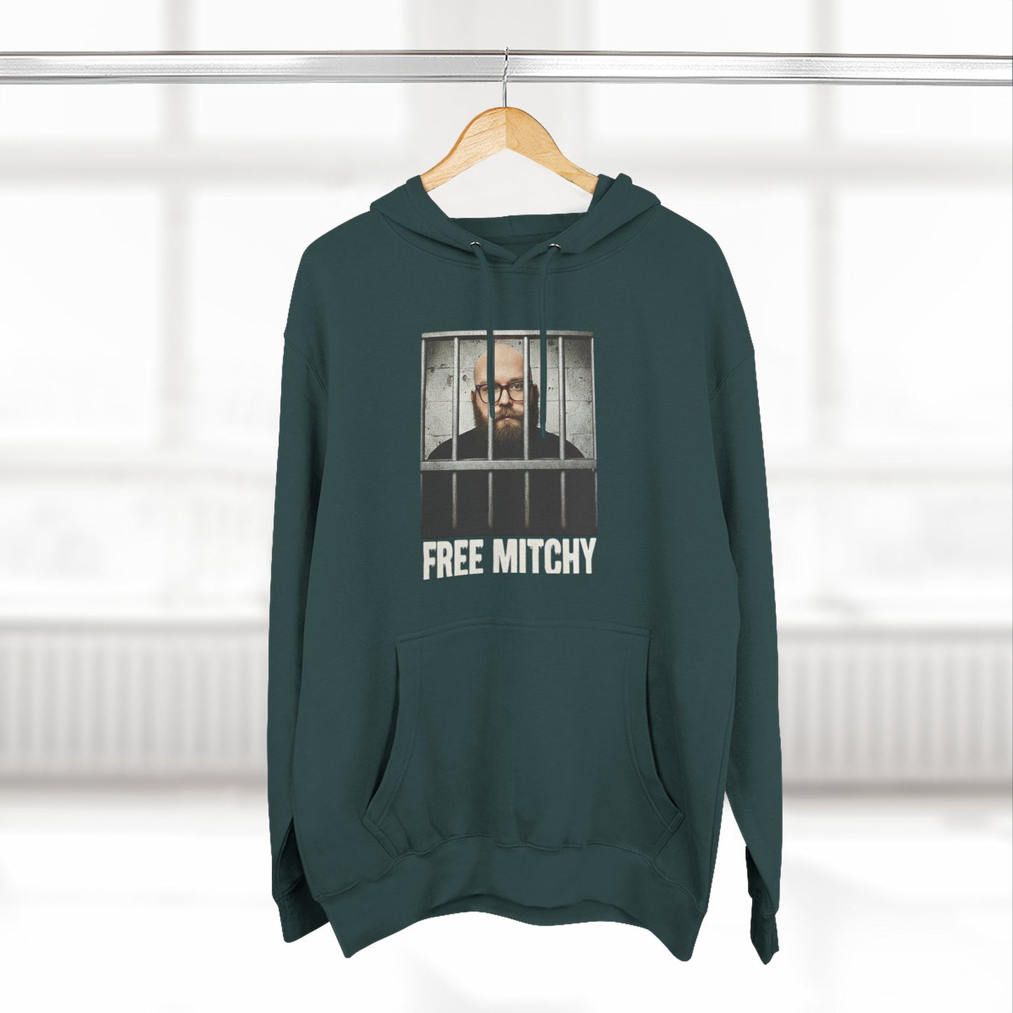 'Free Mitchy' Jail Photo Graphic Hoodie with Fiasco Clothing Back Logo