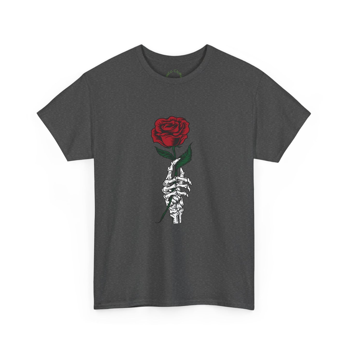 Vintage Rose Skeleton Tee - Unisex Heavy Cotton T-Shirt for Casual Style