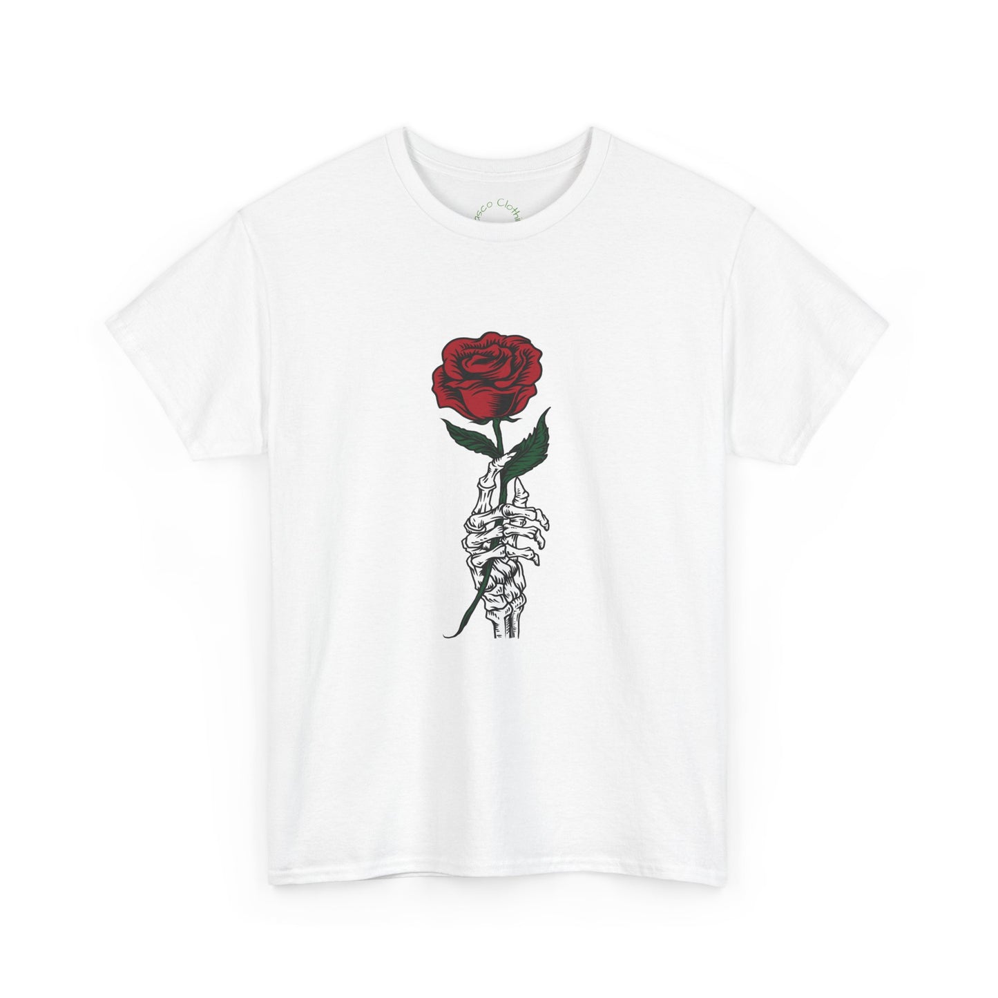 Vintage Rose Skeleton Tee - Unisex Heavy Cotton T-Shirt for Casual Style