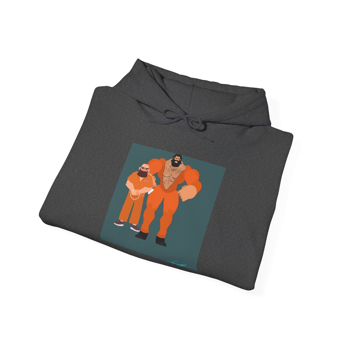 'Free Mitchy' Orange Jumpsuit Hoodie - Retro Inmate Duo Graphic Sweatshirt