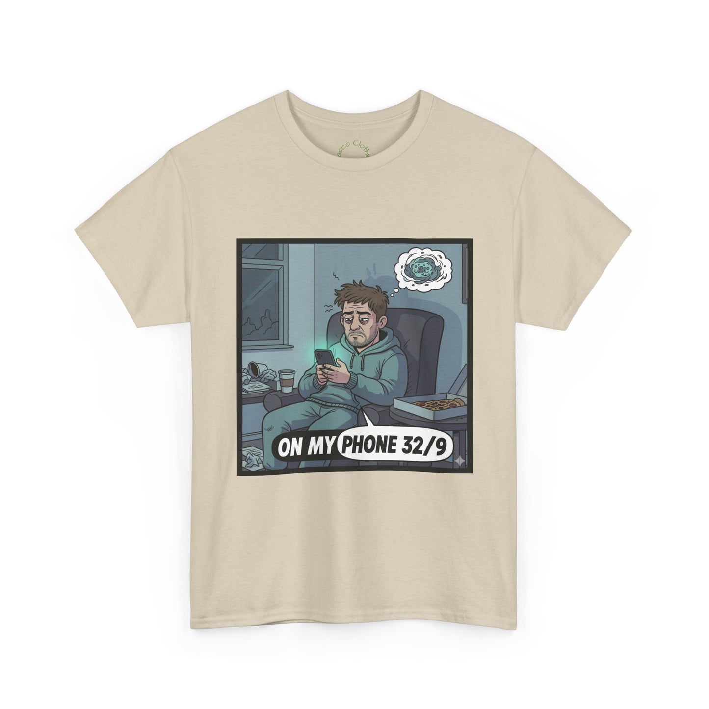 T-Shirt — "On My Phone 32/9" Funny Gamer Late-Night Phone Cartoon Tee