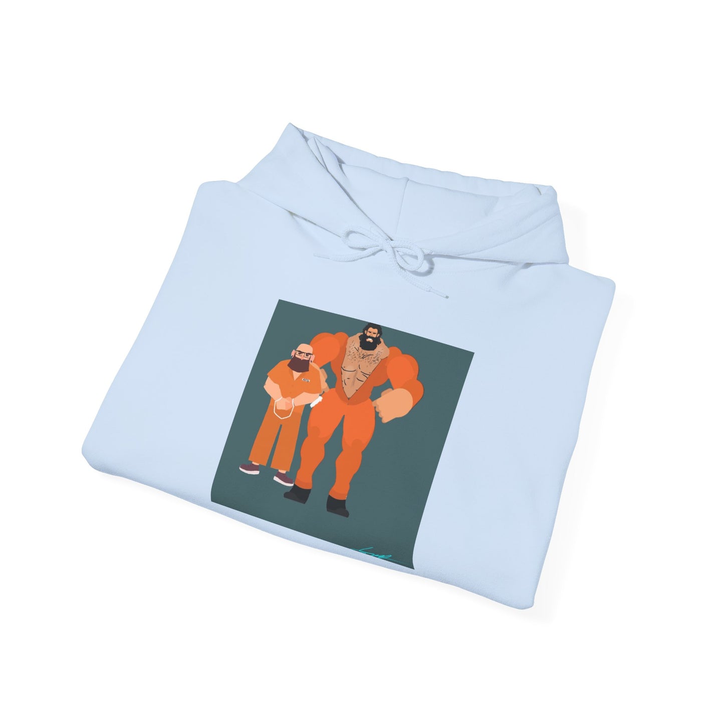'Free Mitchy' Orange Jumpsuit Hoodie - Retro Inmate Duo Graphic Sweatshirt