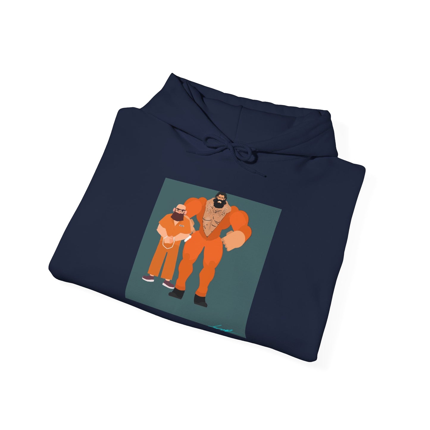 'Free Mitchy' Orange Jumpsuit Hoodie - Retro Inmate Duo Graphic Sweatshirt
