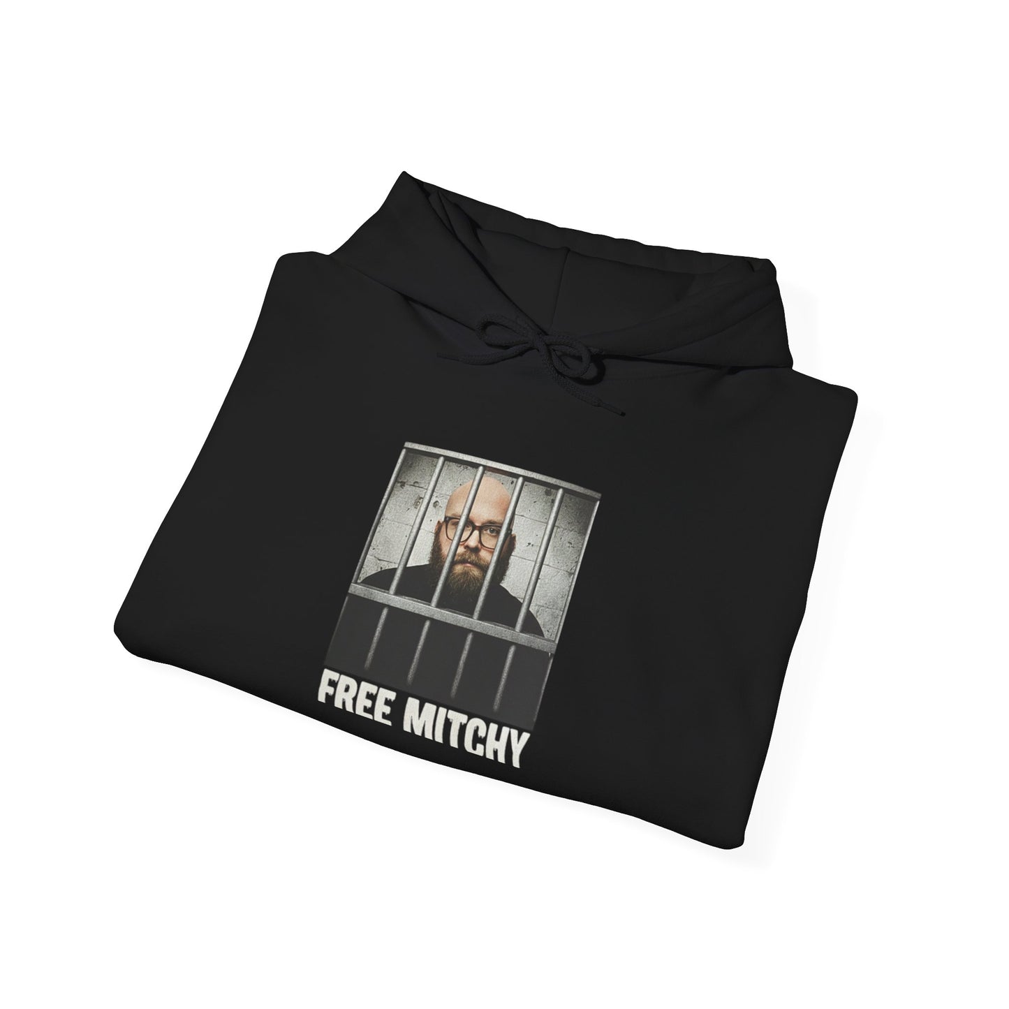 'Free Mitchy' | Portrait Behind Bars hoodie | 'Free Mitchy' prison mugshot design