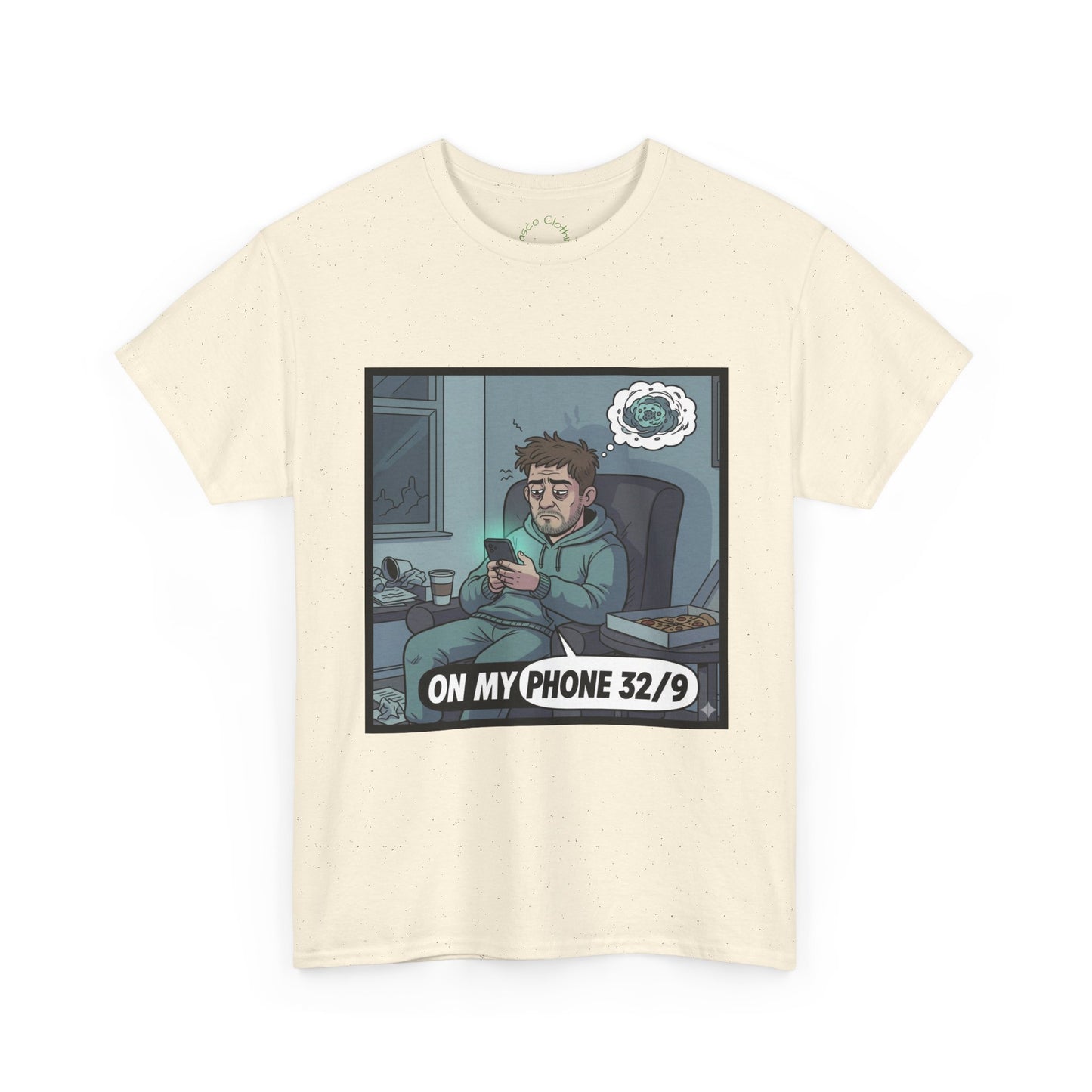 T-Shirt — "On My Phone 32/9" Funny Gamer Late-Night Phone Cartoon Tee
