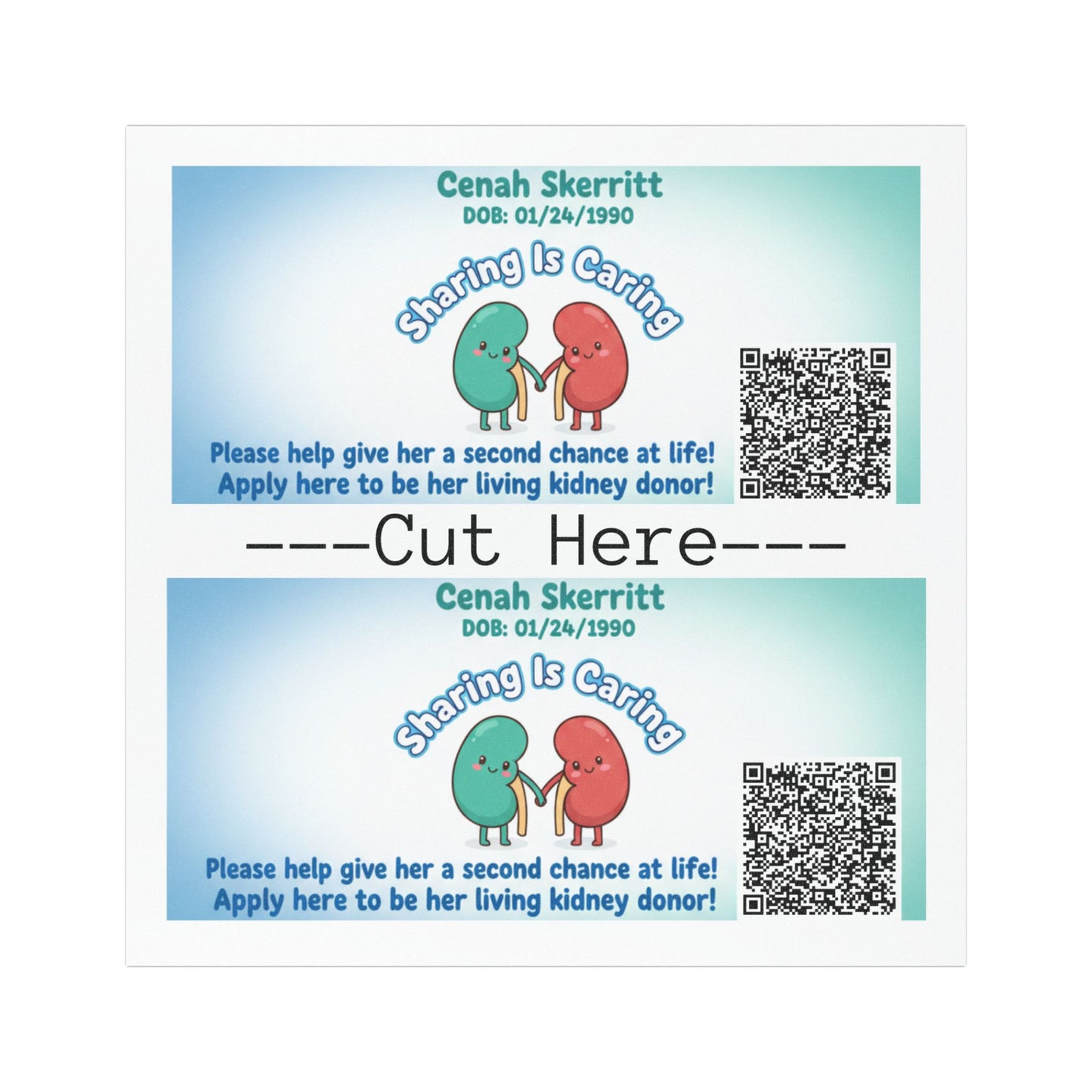 Sharing Is Caring kidney donor appeal Car Magnet | Organ Donation Awareness