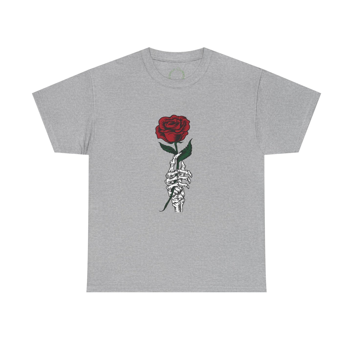 Vintage Rose Skeleton Tee - Unisex Heavy Cotton T-Shirt for Casual Style