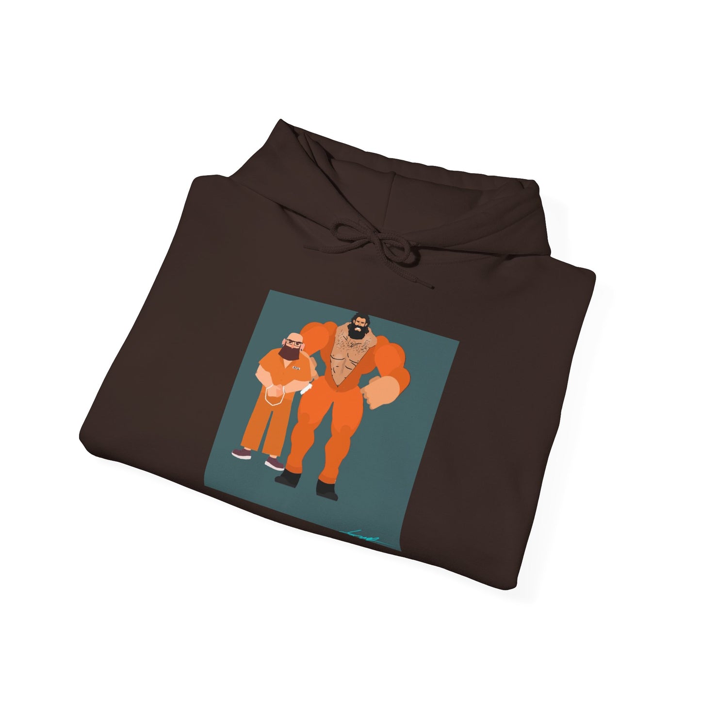 'Free Mitchy' Orange Jumpsuit Hoodie - Retro Inmate Duo Graphic Sweatshirt