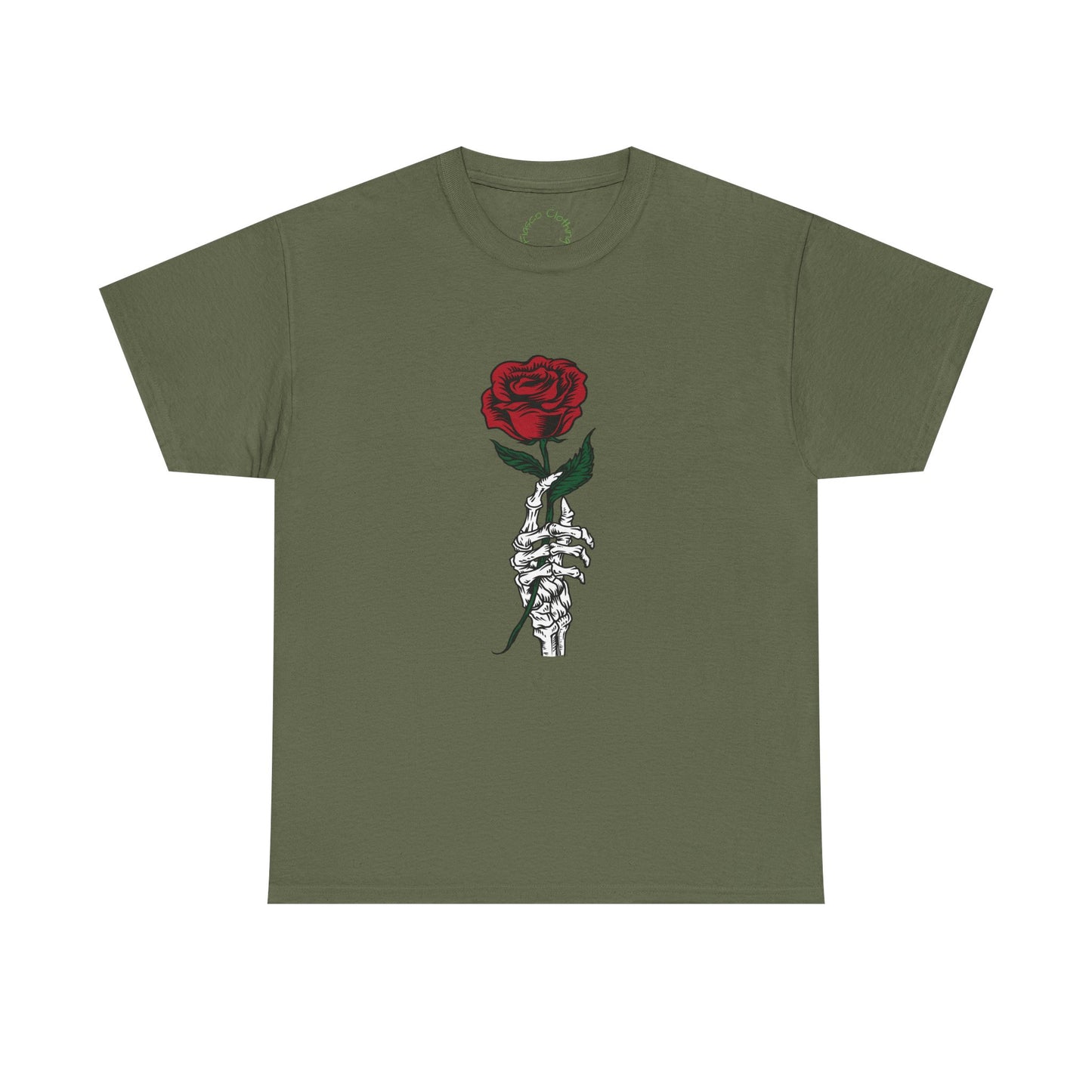 Vintage Rose Skeleton Tee - Unisex Heavy Cotton T-Shirt for Casual Style