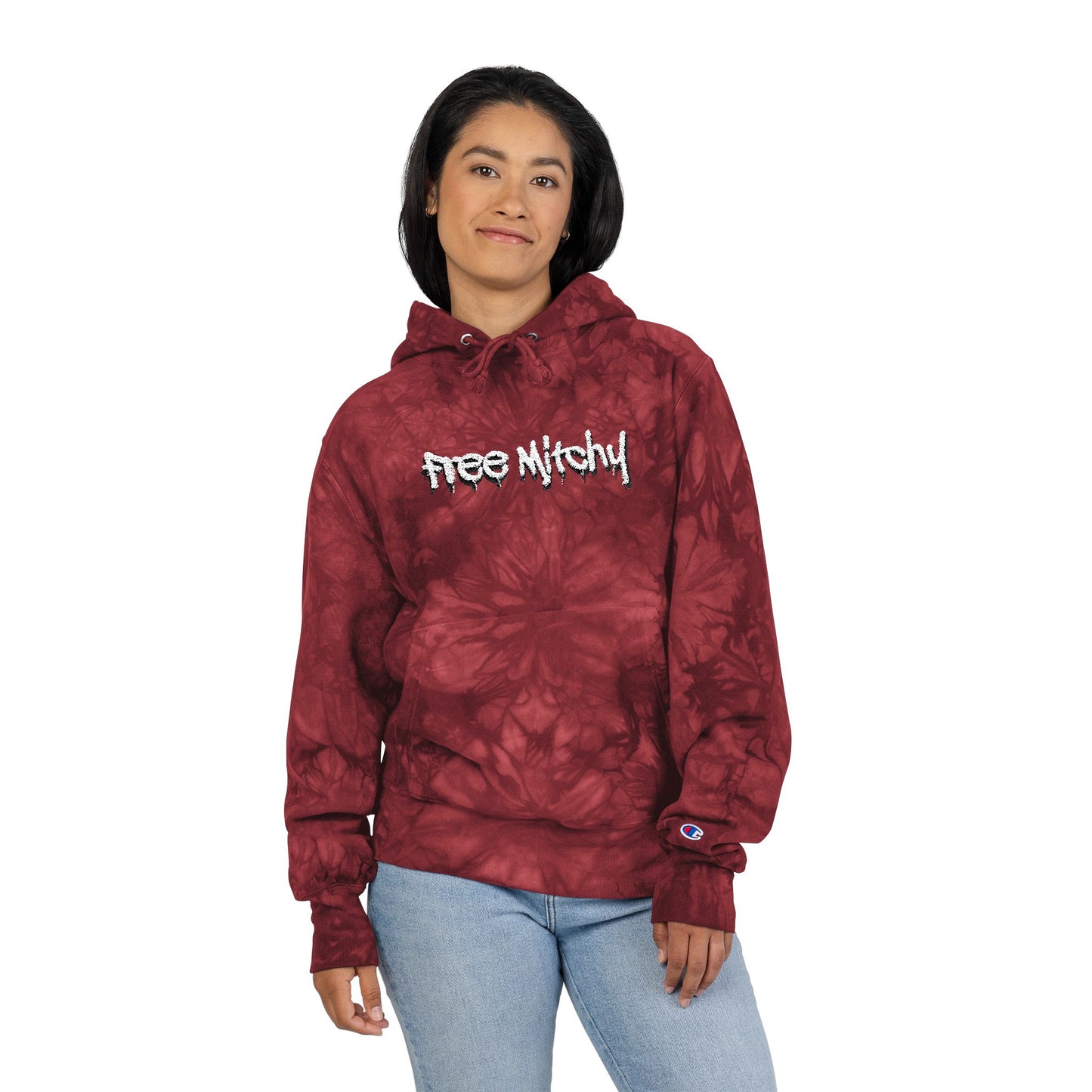 'Free Mitchy' | Tie-Dye Hoodie Embroidered Streetwear Pullover