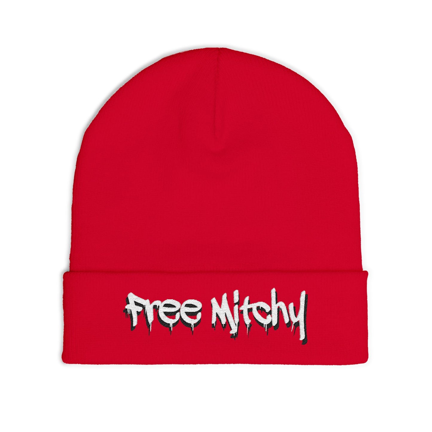 'Free Mitchy' Knit Beanie — Cozy Graphic Winter Hat