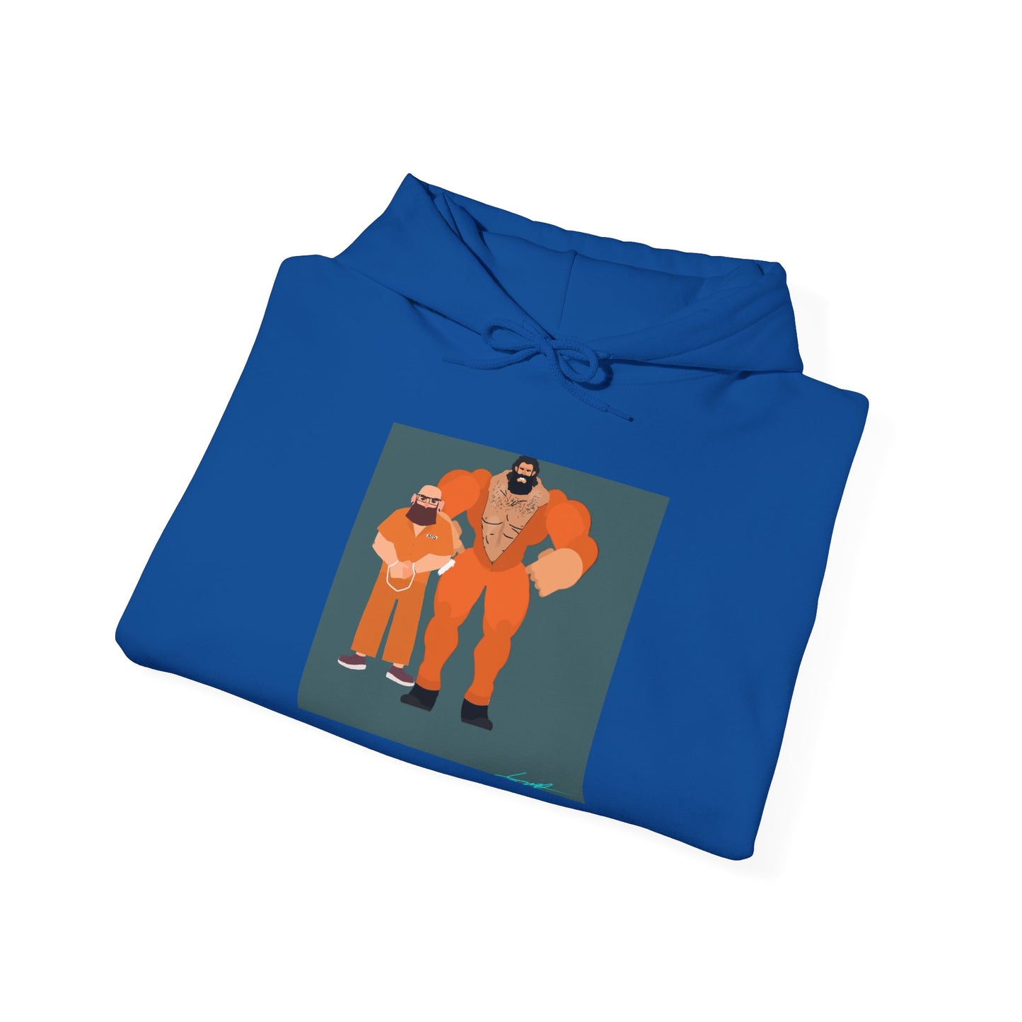 'Free Mitchy' Orange Jumpsuit Hoodie - Retro Inmate Duo Graphic Sweatshirt