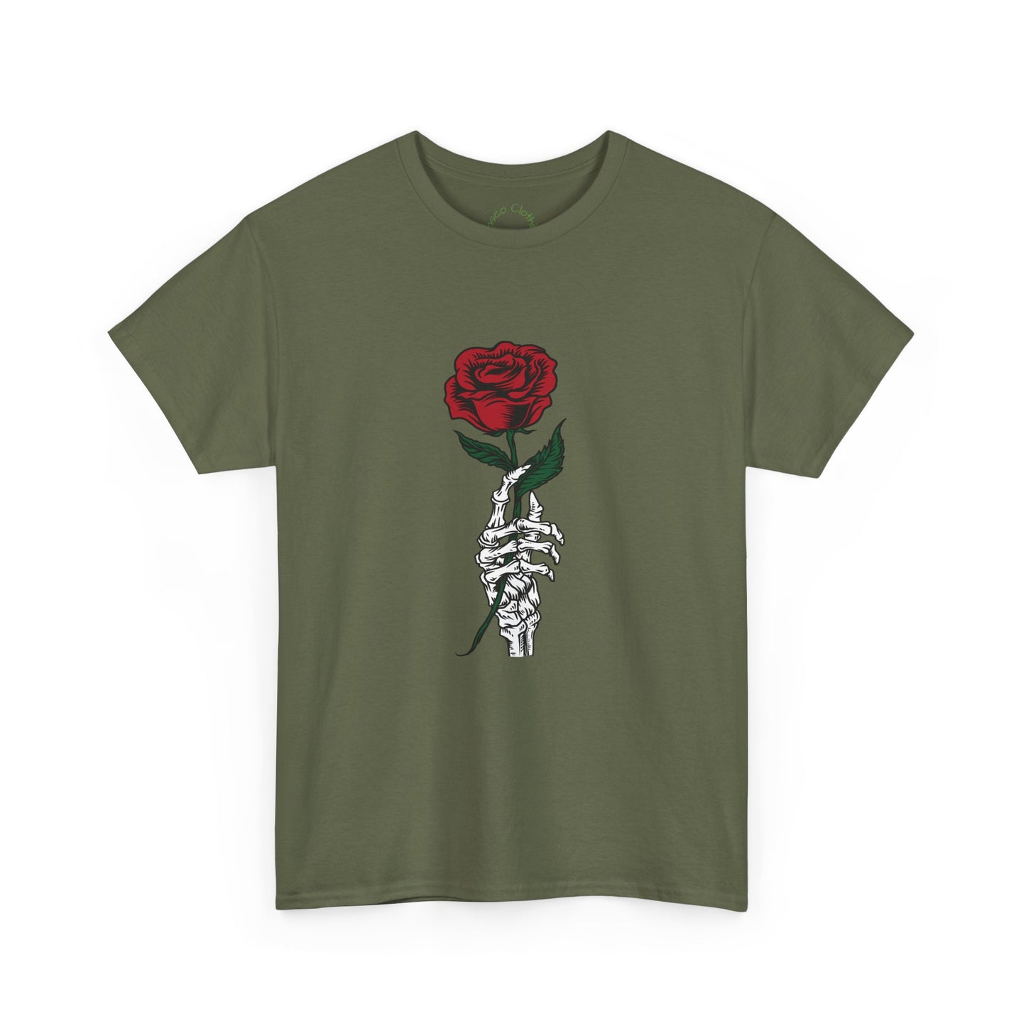 Vintage Rose Skeleton Tee - Unisex Heavy Cotton T-Shirt for Casual Style