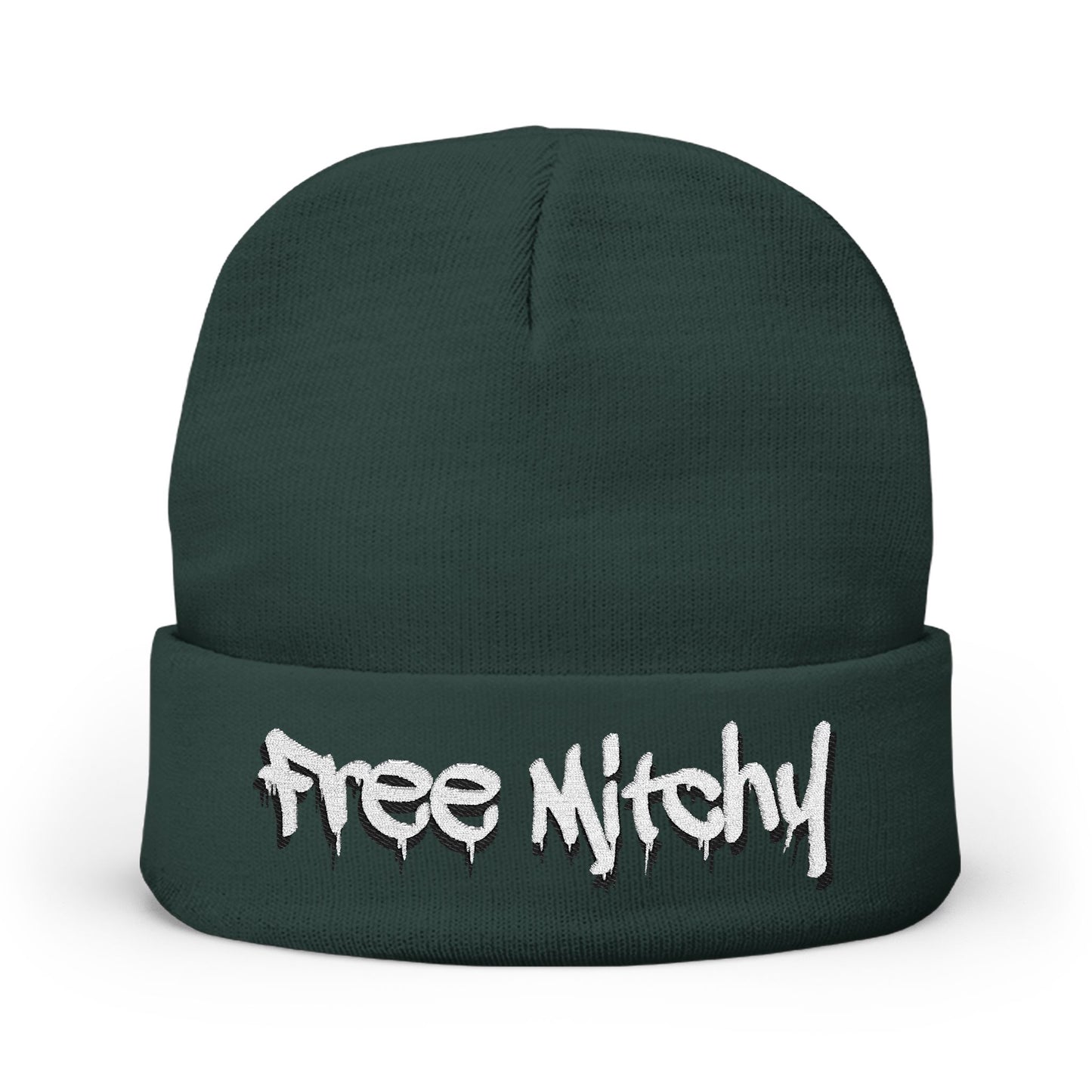 'Free Mitchy' Knit Beanie — Cozy Graphic Winter Hat