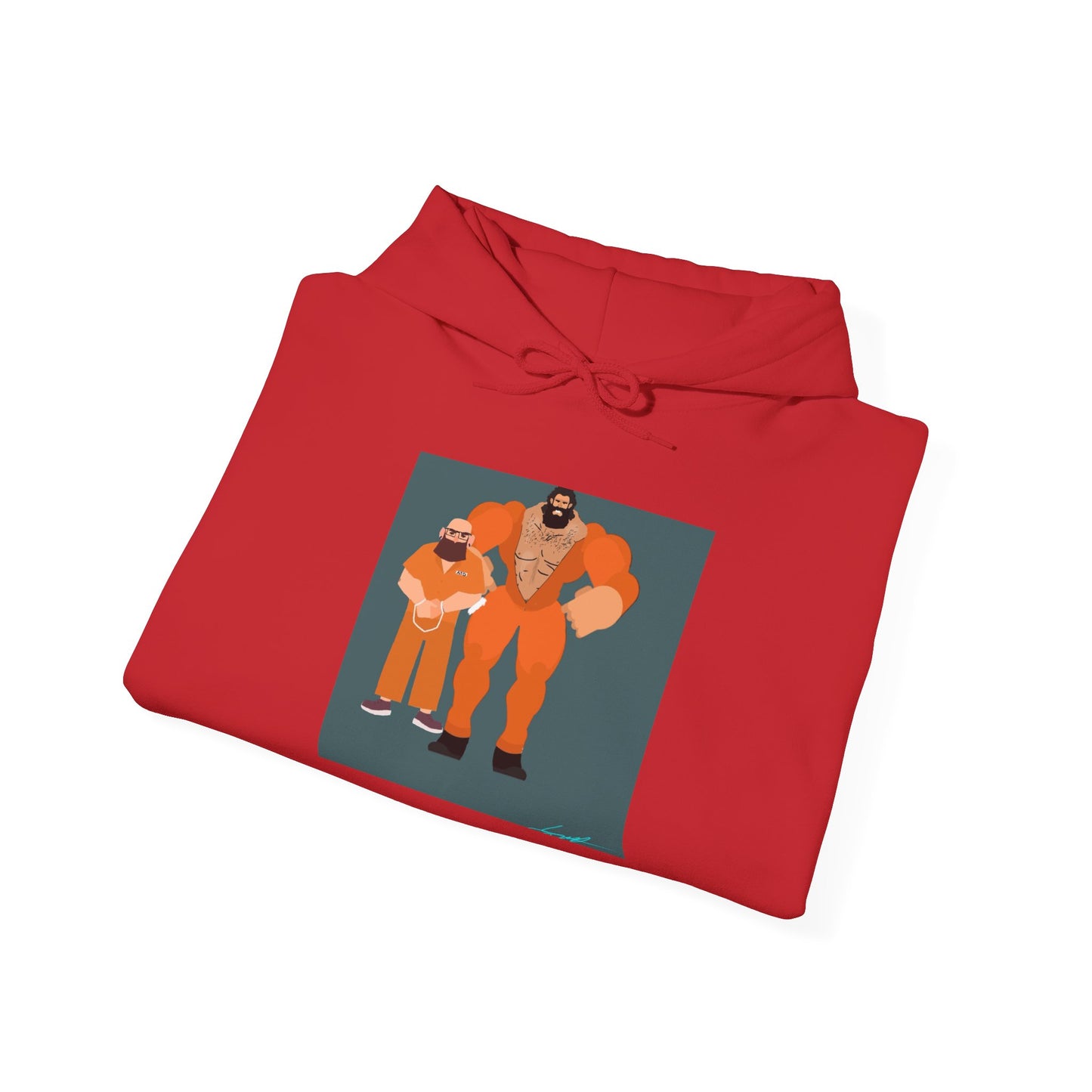 'Free Mitchy' Orange Jumpsuit Hoodie - Retro Inmate Duo Graphic Sweatshirt