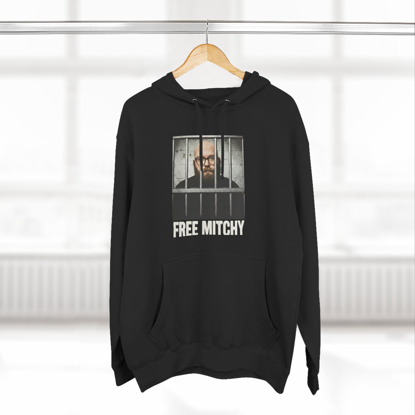 'Free Mitchy' Jail Photo Graphic Hoodie with Fiasco Clothing Back Logo