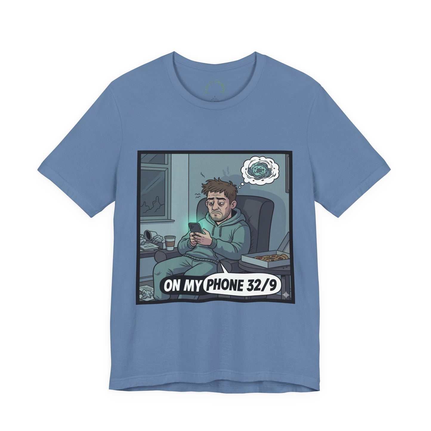 'Mitchy' On My Phone 32/9 Tee | Funny Phone Addiction Illustration T-Shirt
