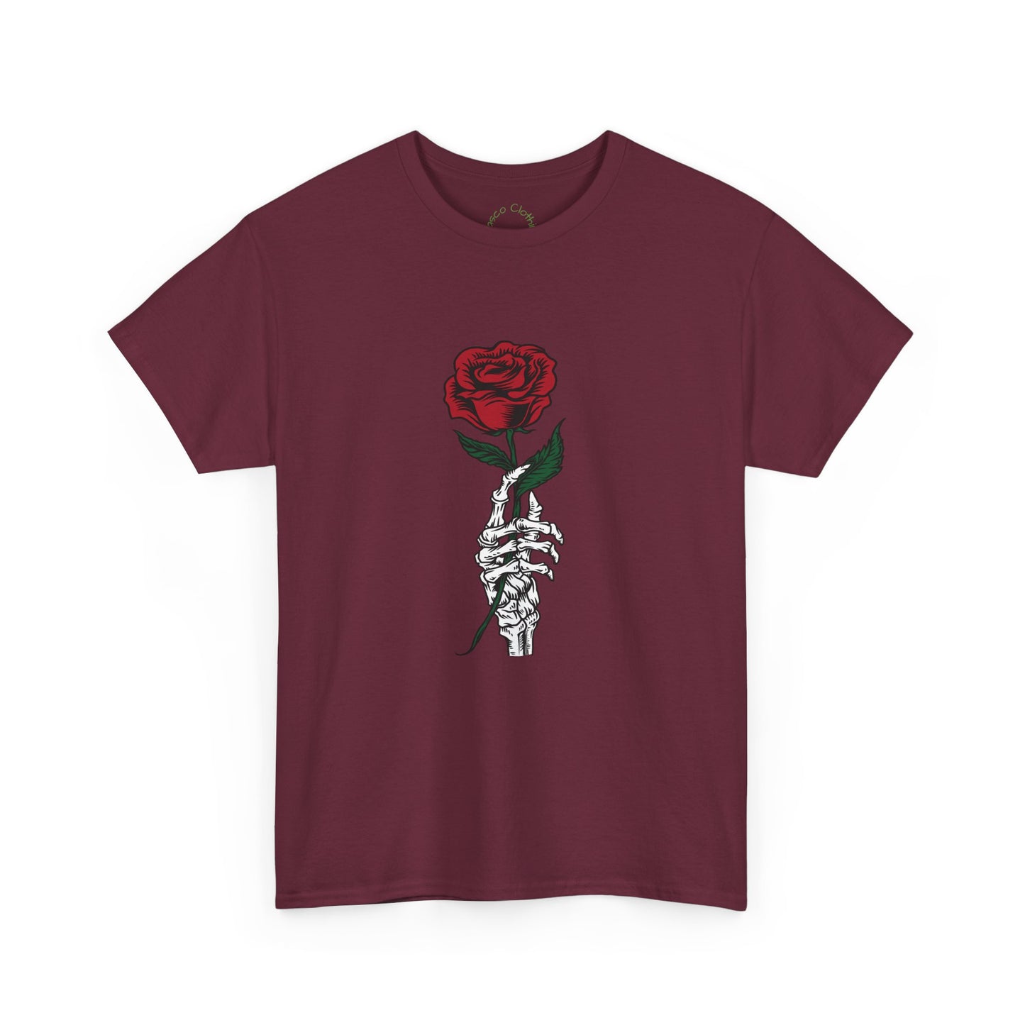 Vintage Rose Skeleton Tee - Unisex Heavy Cotton T-Shirt for Casual Style