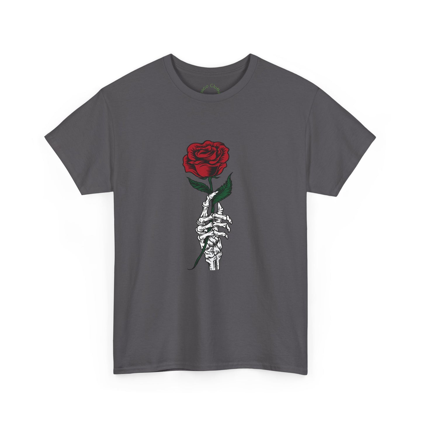 Vintage Rose Skeleton Tee - Unisex Heavy Cotton T-Shirt for Casual Style