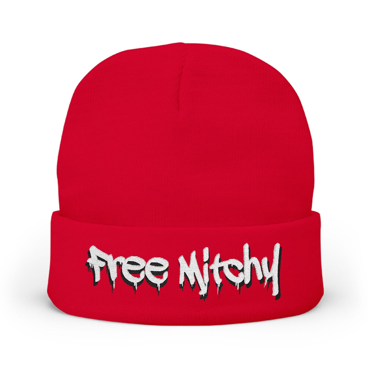 'Free Mitchy' Knit Beanie — Cozy Graphic Winter Hat