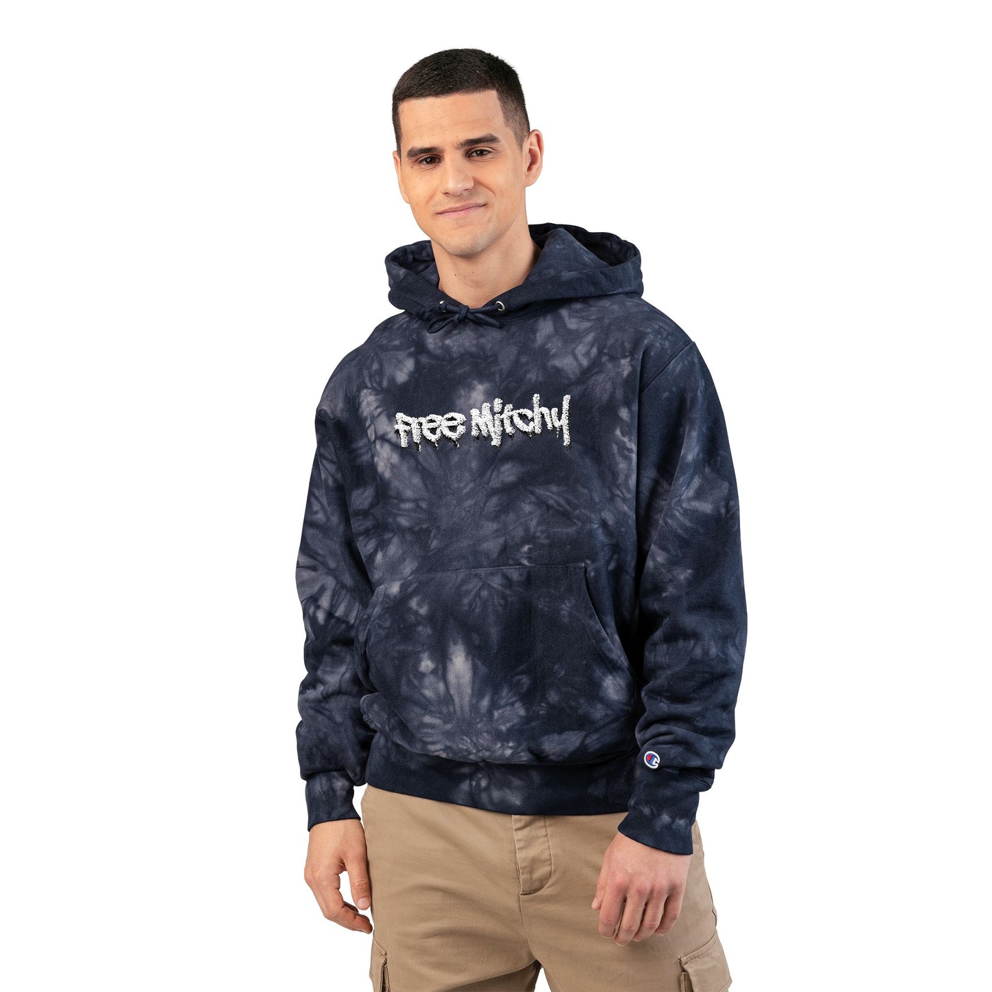 'Free Mitchy' | Tie-Dye Hoodie Embroidered Streetwear Pullover
