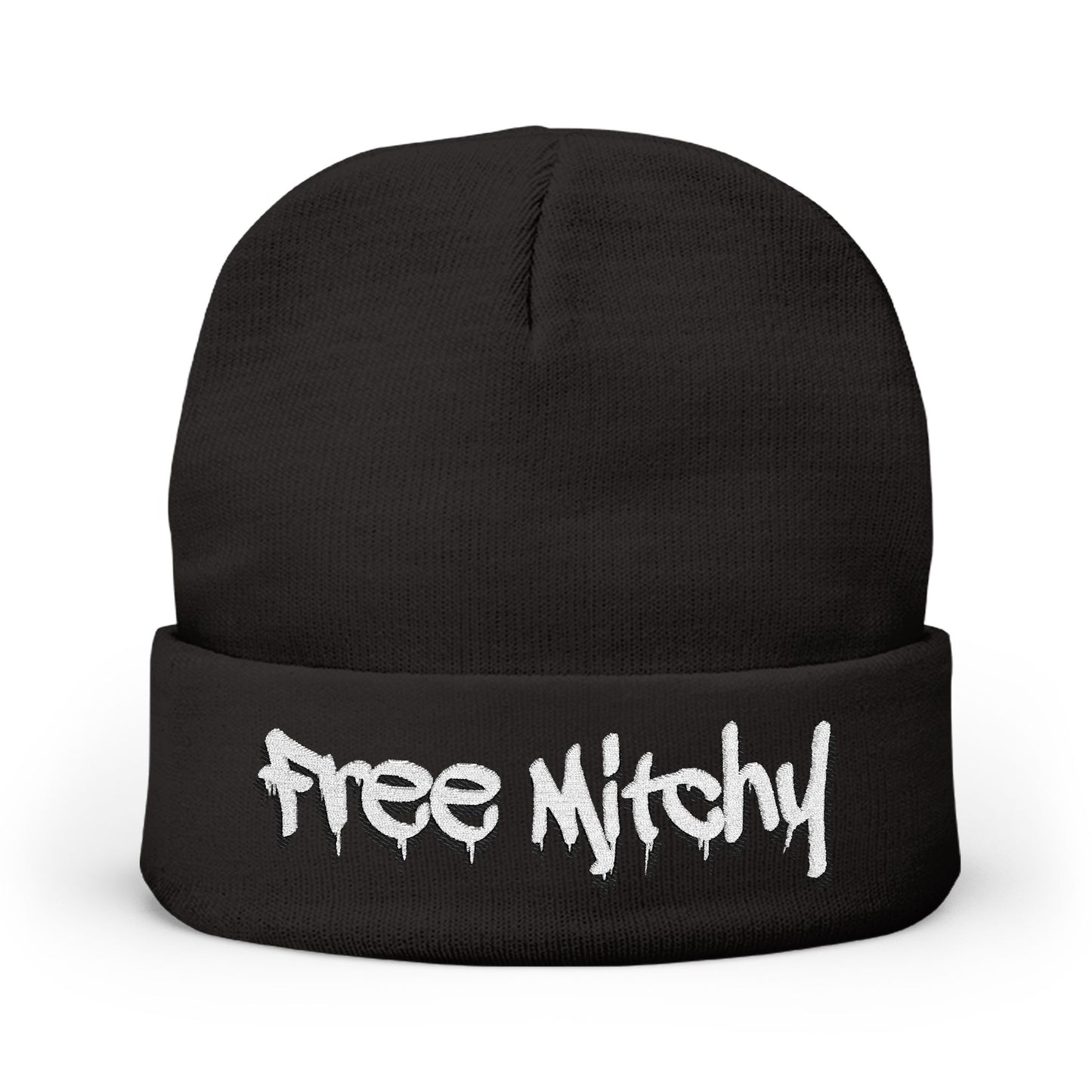 'Free Mitchy' Knit Beanie — Cozy Graphic Winter Hat