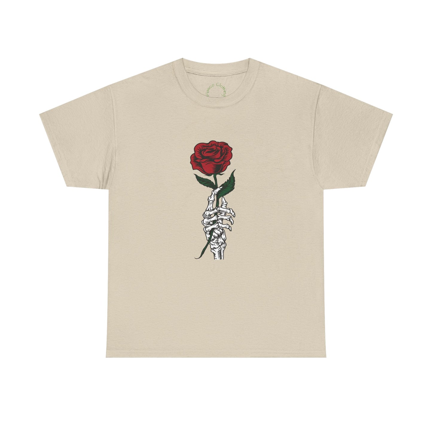 Vintage Rose Skeleton Tee - Unisex Heavy Cotton T-Shirt for Casual Style