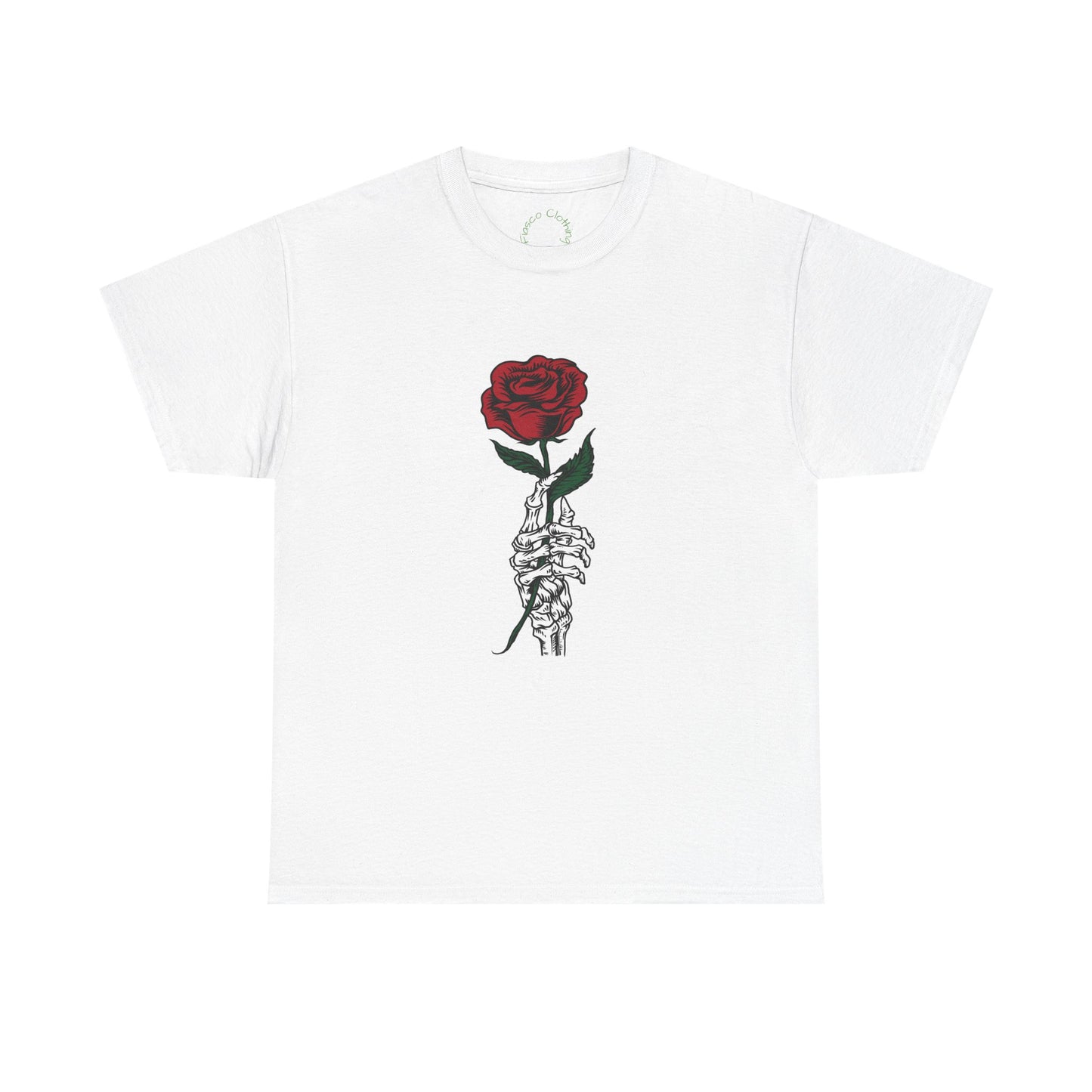 Vintage Rose Skeleton Tee - Unisex Heavy Cotton T-Shirt for Casual Style