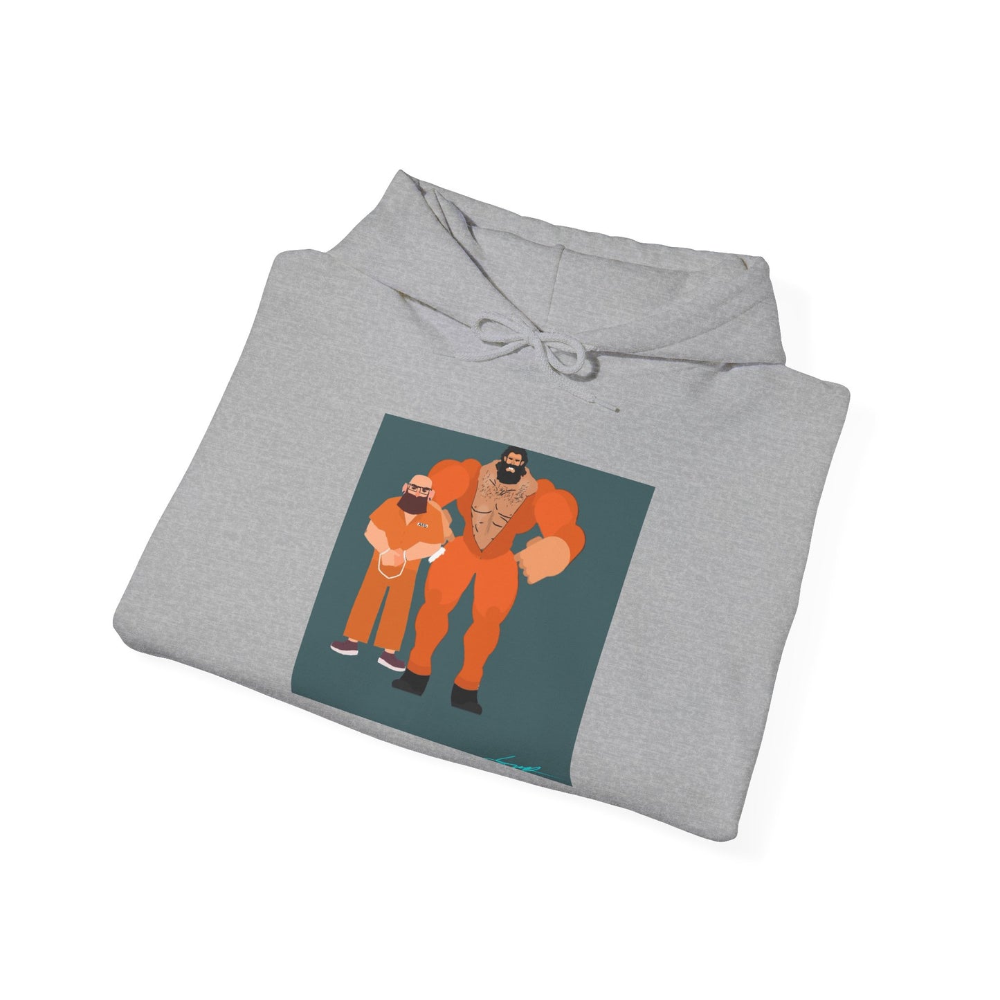 'Free Mitchy' Orange Jumpsuit Hoodie - Retro Inmate Duo Graphic Sweatshirt