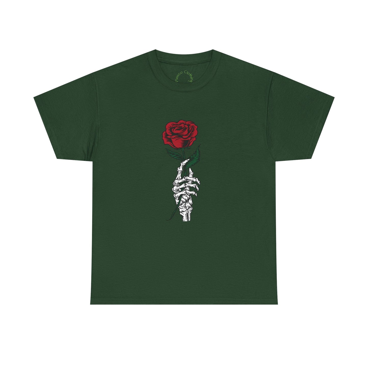 Vintage Rose Skeleton Tee - Unisex Heavy Cotton T-Shirt for Casual Style