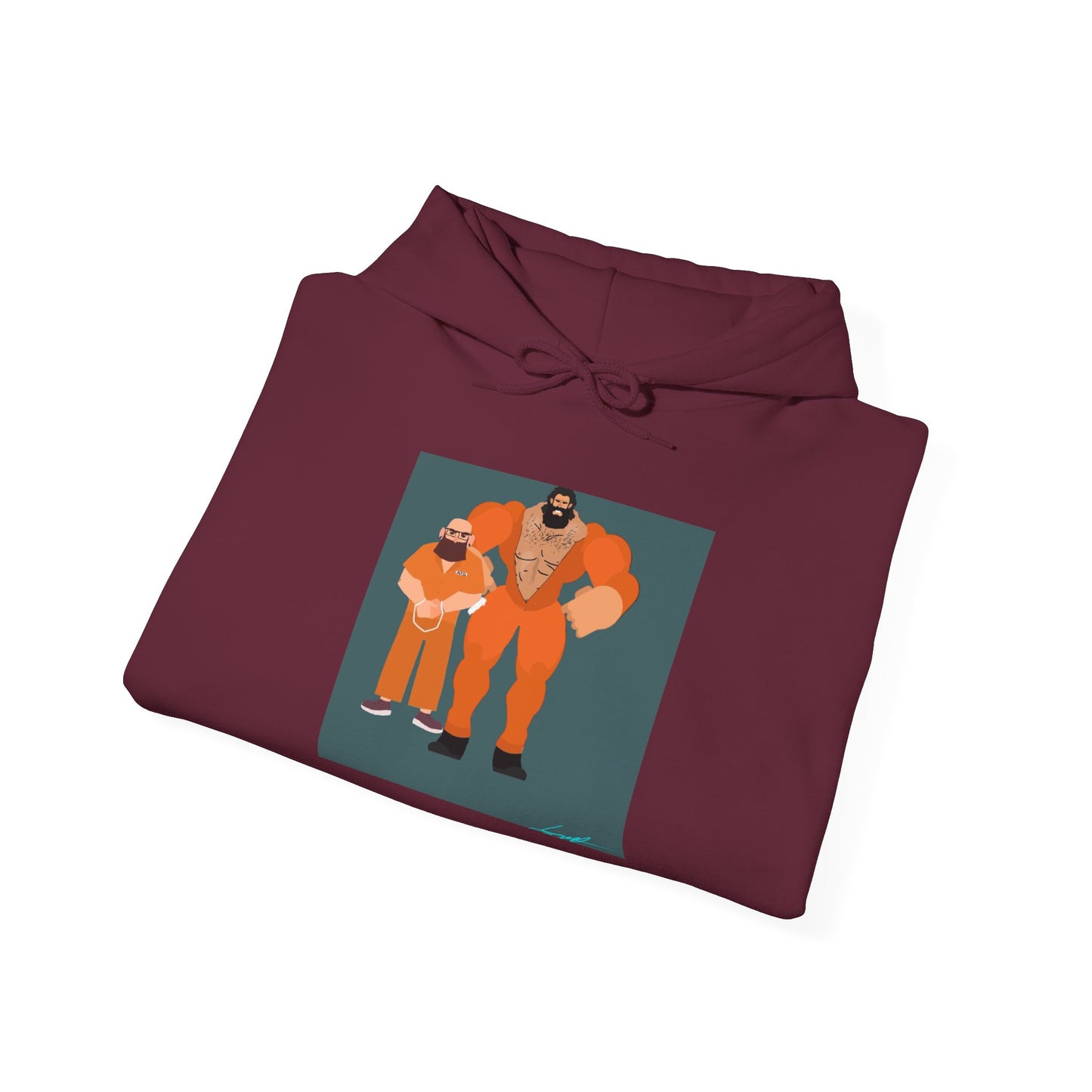 'Free Mitchy' Orange Jumpsuit Hoodie - Retro Inmate Duo Graphic Sweatshirt