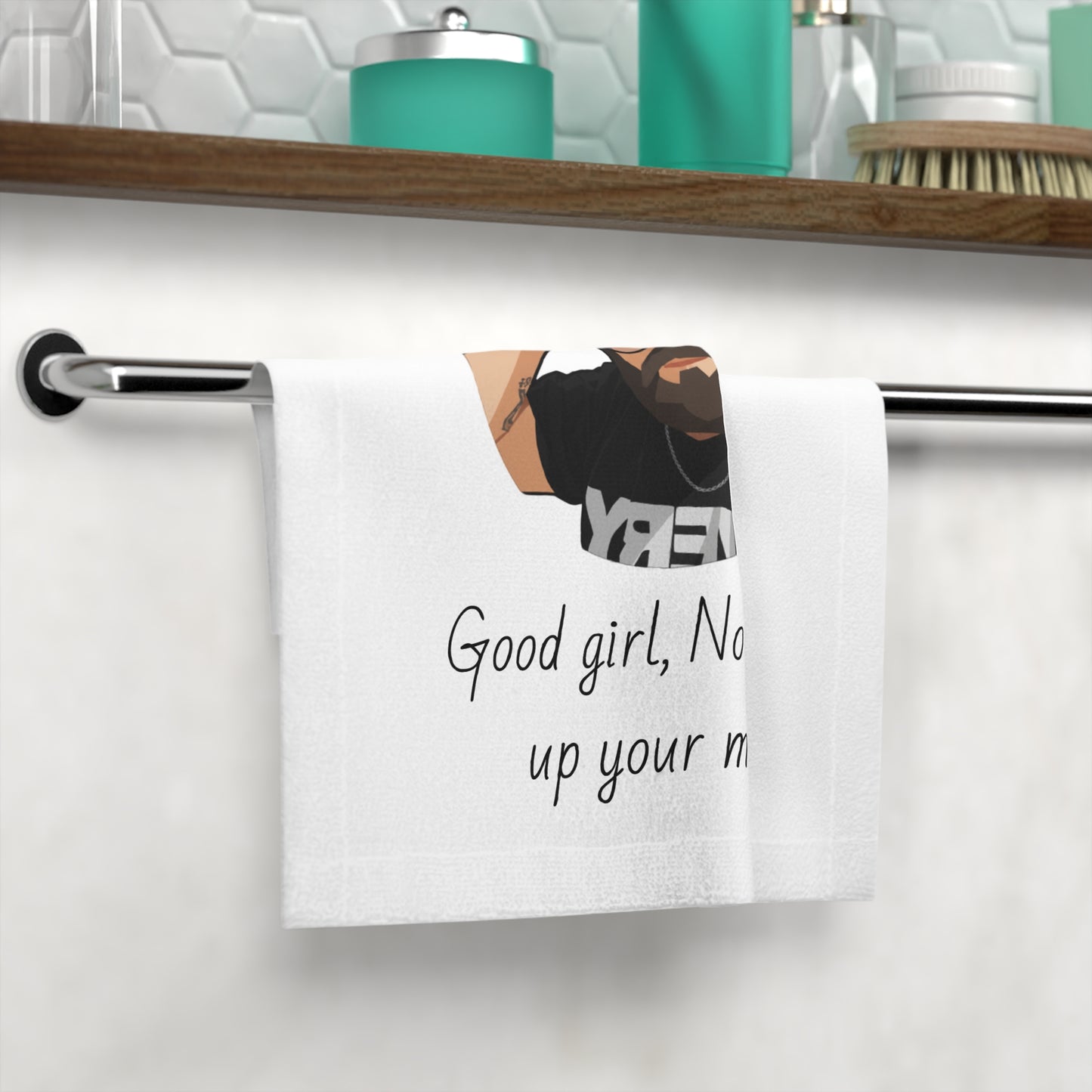 "Mitchy" Funny Face Towel - "Good Girl, Now Clean Up Your Mess"