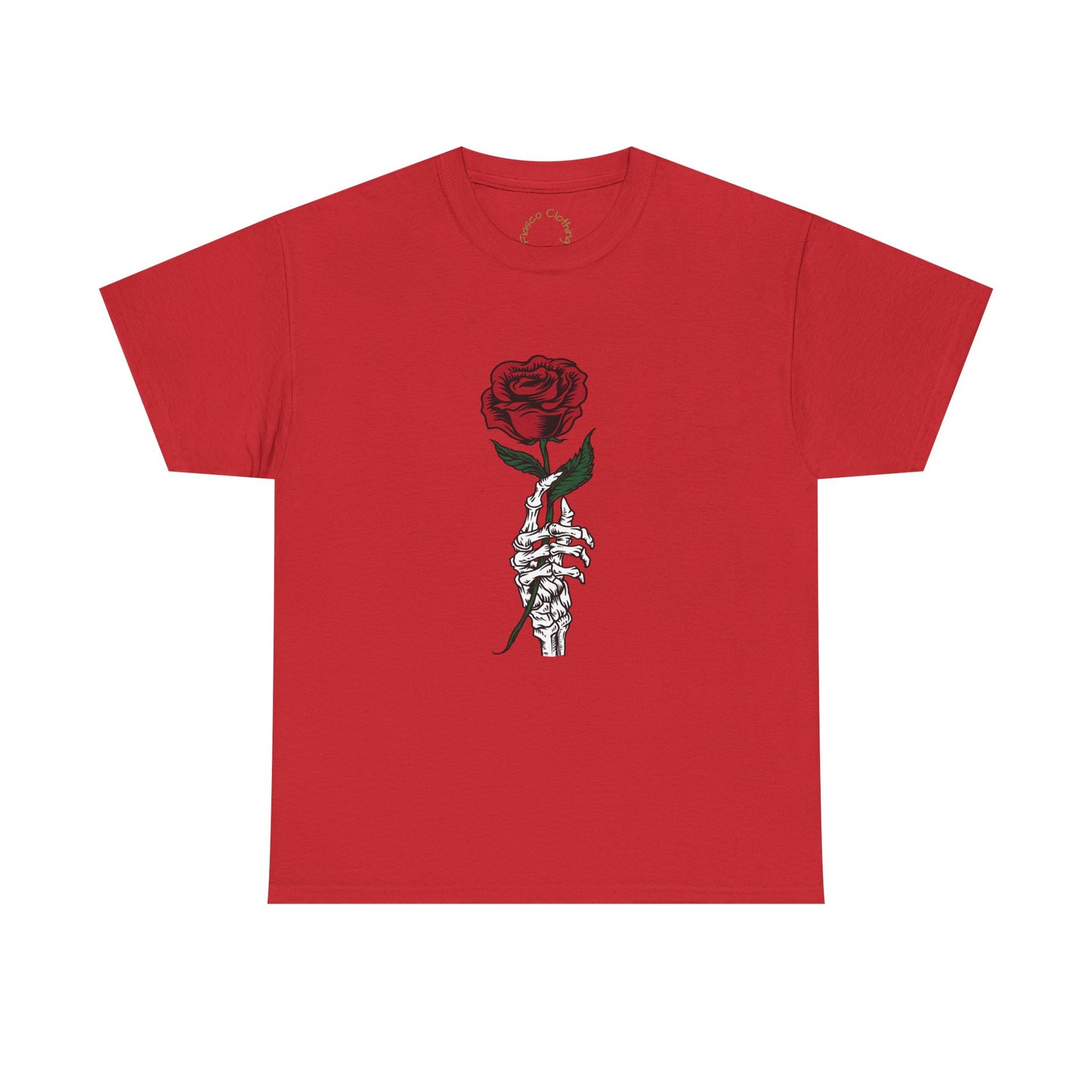 Vintage Rose Skeleton Tee - Unisex Heavy Cotton T-Shirt for Casual Style