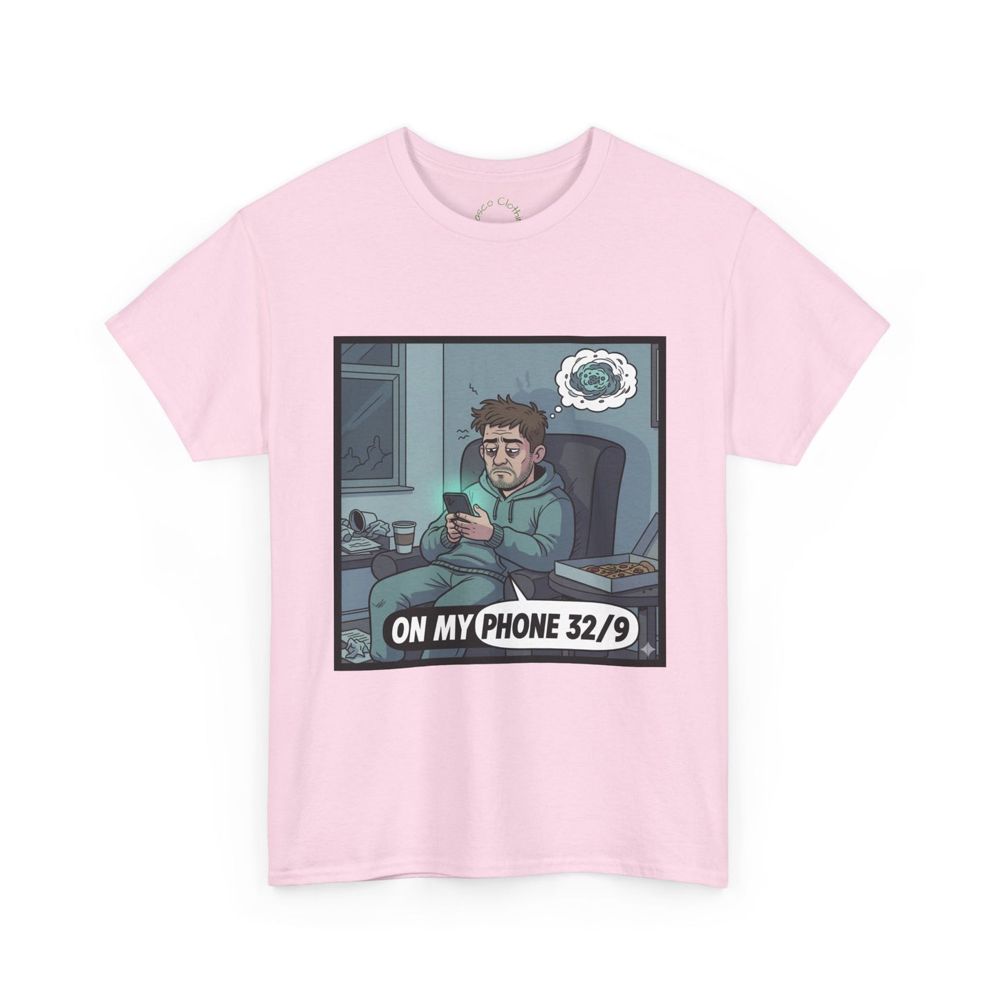 T-Shirt — "On My Phone 32/9" Funny Gamer Late-Night Phone Cartoon Tee