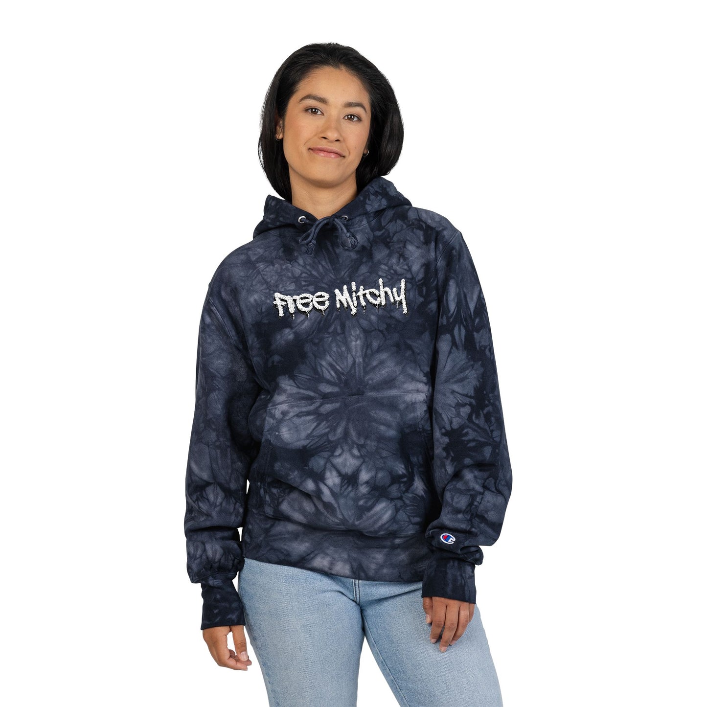 'Free Mitchy' | Tie-Dye Hoodie Embroidered Streetwear Pullover