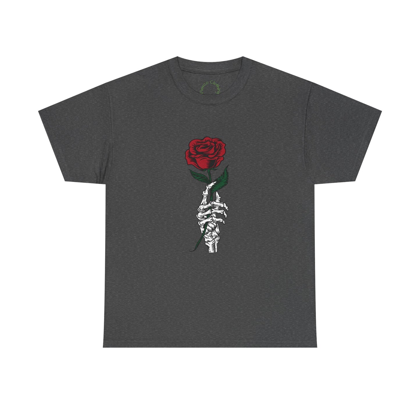 Vintage Rose Skeleton Tee - Unisex Heavy Cotton T-Shirt for Casual Style