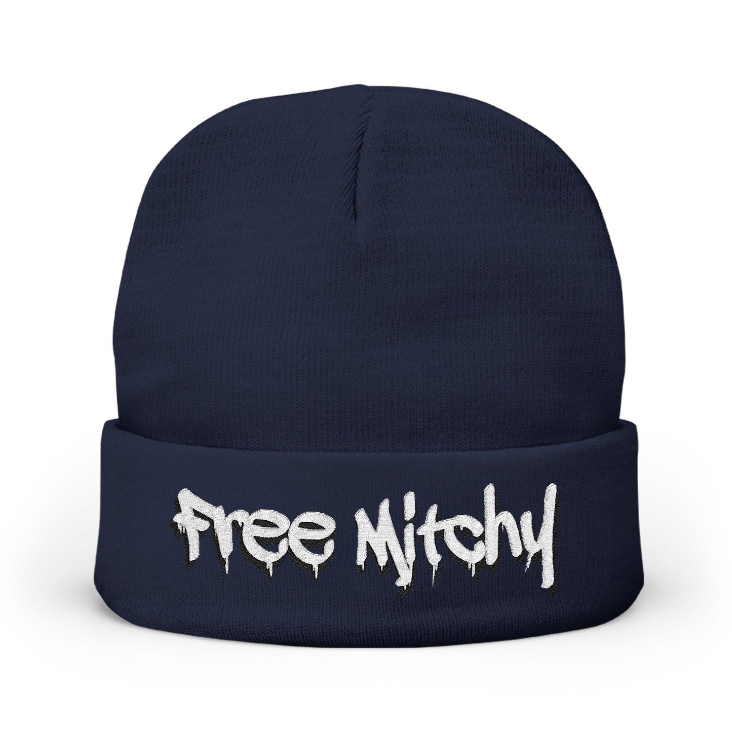 'Free Mitchy' Knit Beanie — Cozy Graphic Winter Hat