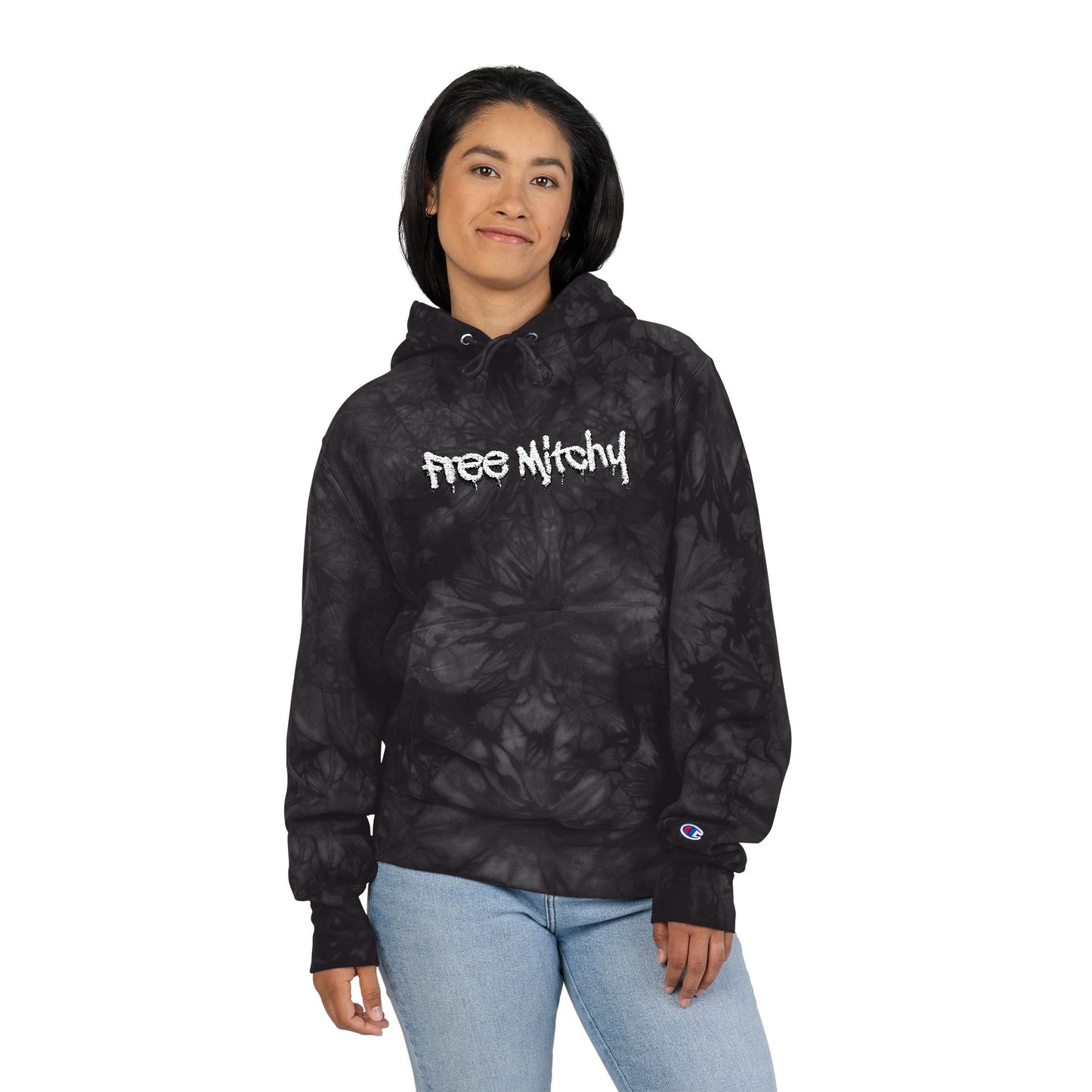 'Free Mitchy' | Tie-Dye Hoodie Embroidered Streetwear Pullover